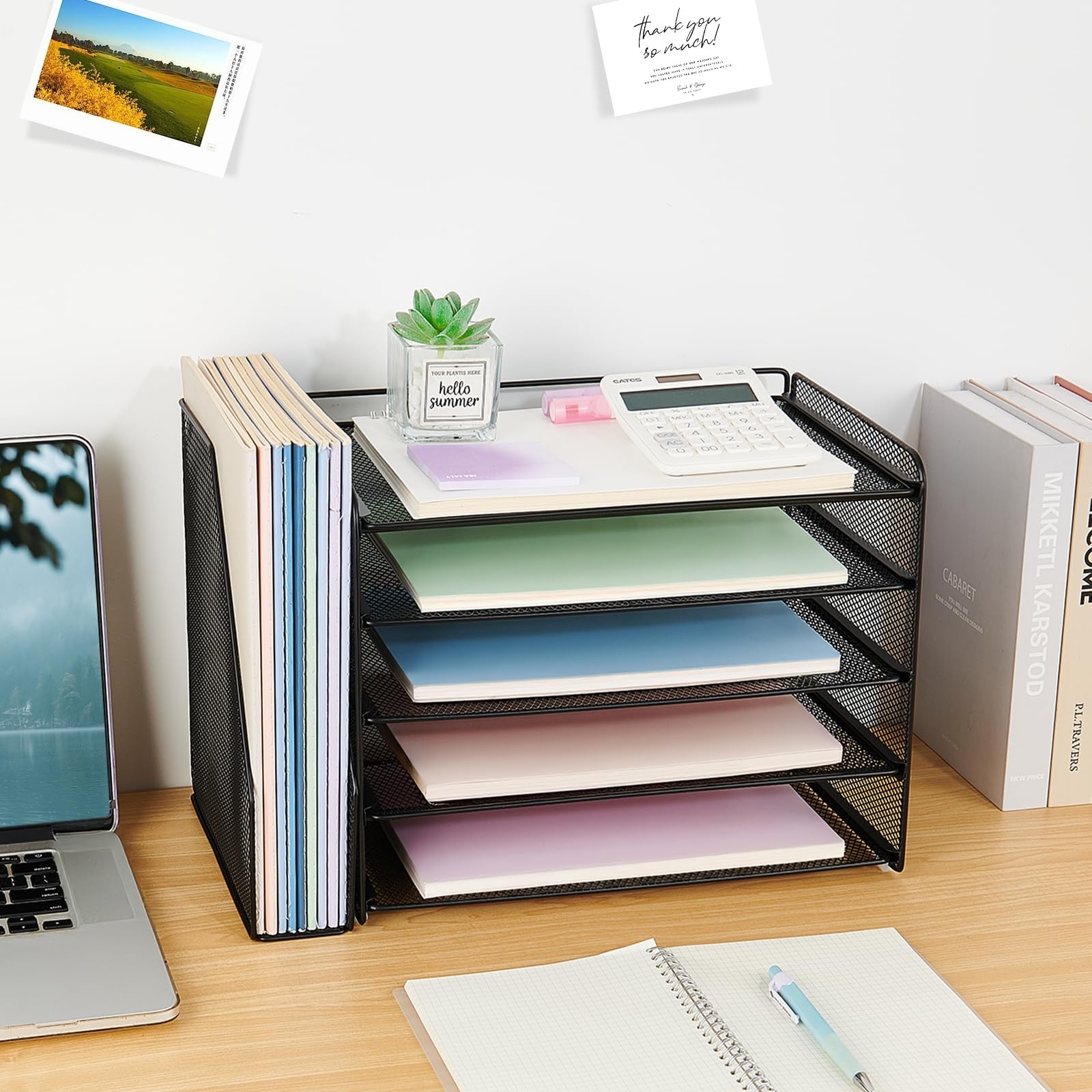 OPNICE Desk Organizers and Accessories, 5-Tier 15.5″ x 9″ x 10.3″, Black
