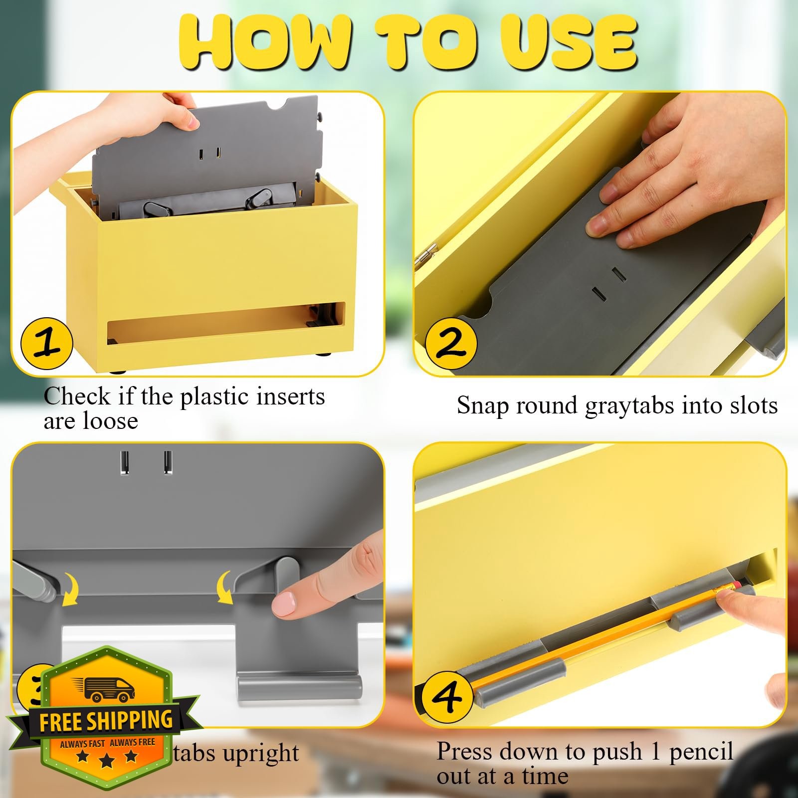 Yalikop Cream Yellow Pencil Dispenser 1 Pc