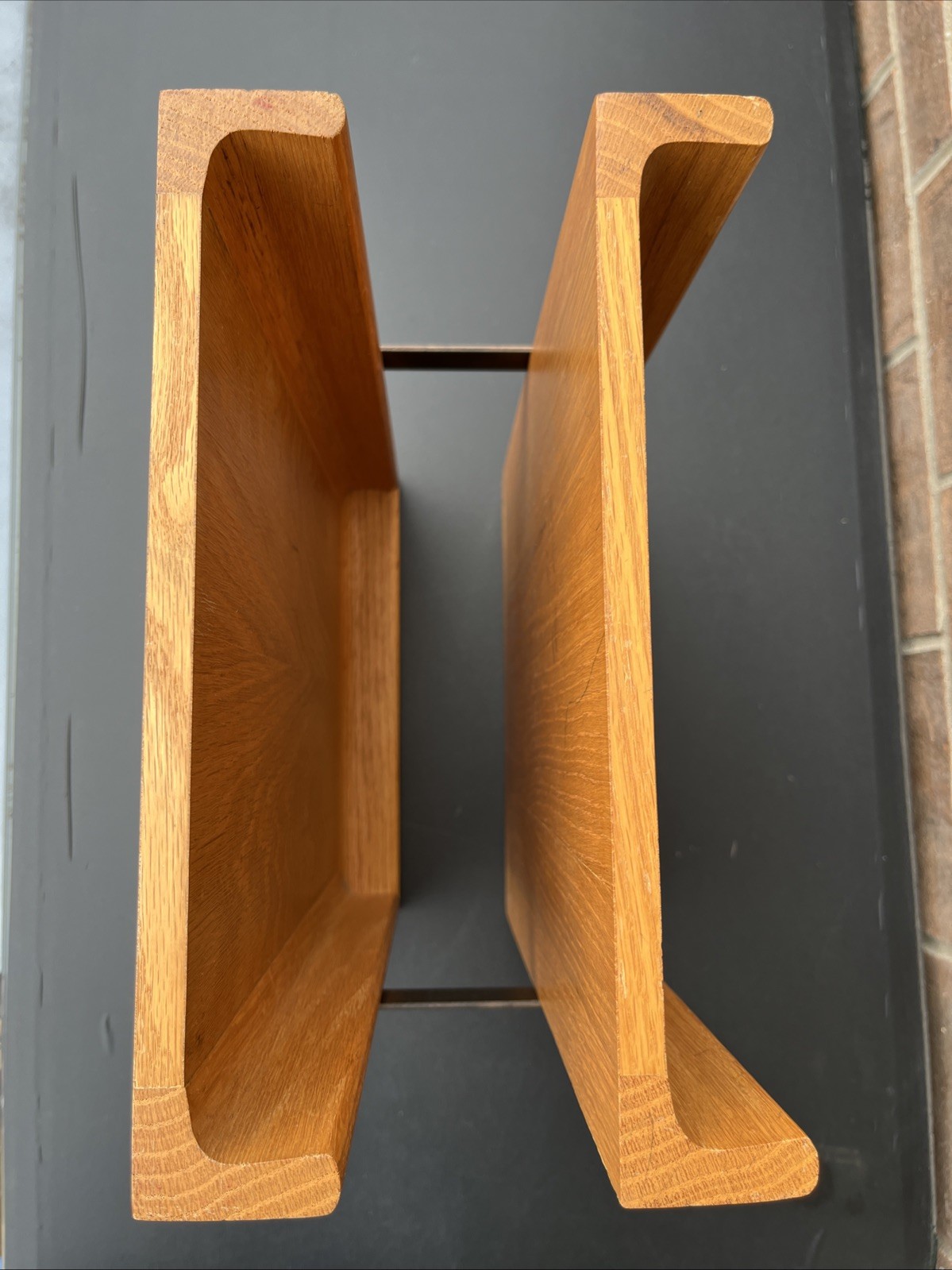 Vintage Peter Pepper Products Oak Double File Tray MCM Wood Desk