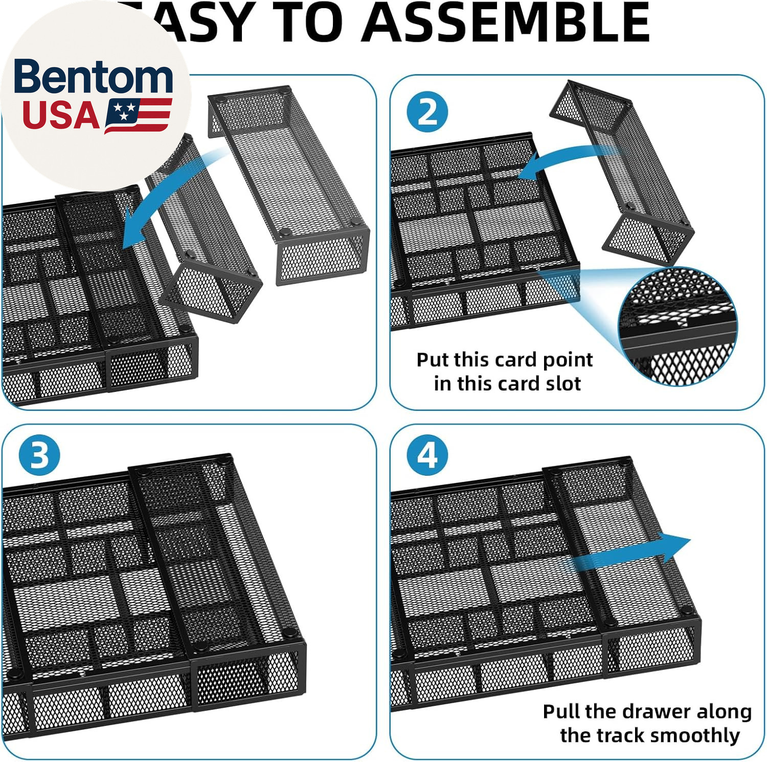 Expandable Desk Drawer Organizer, Mesh Drawer Organizer Tray with 10 Adjustable