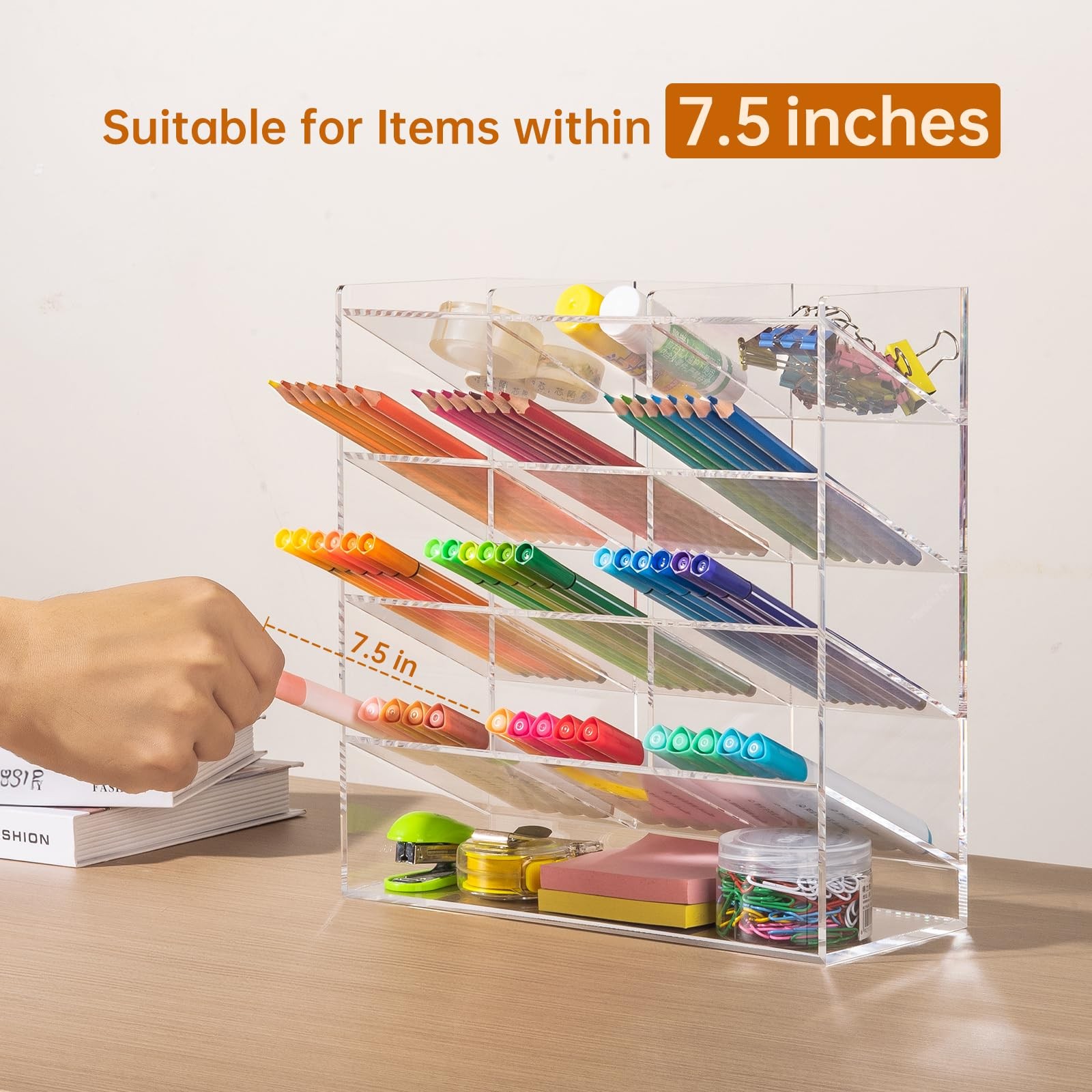 Acrylic Vertical Marker Organizer for 150 Markers with 13 Compartments, Clear…