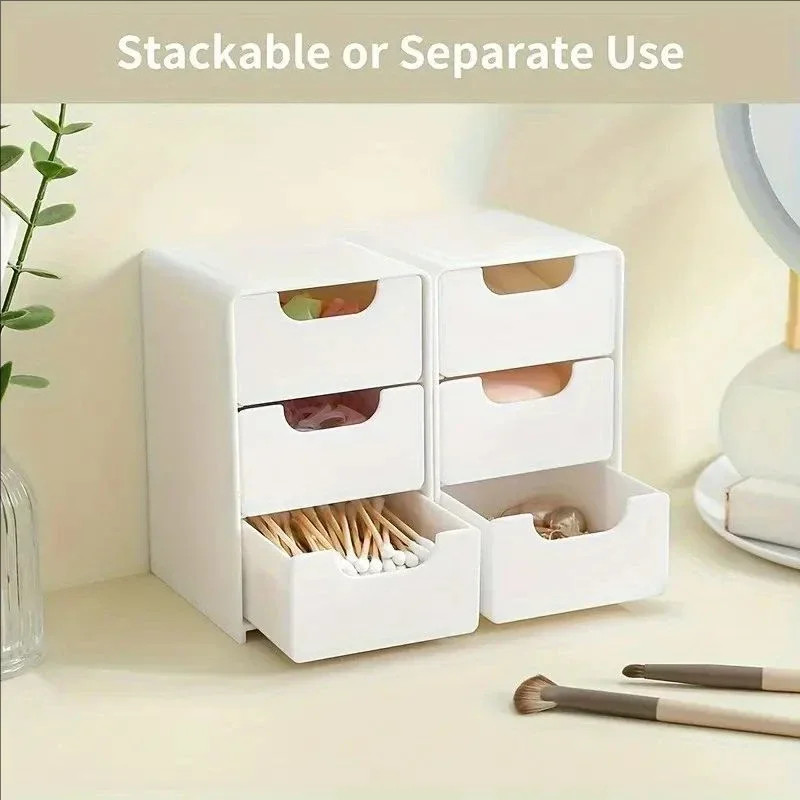 1Pc 3Tier Desktop Organizer with Drawers, Plastic Storage Box for Stationery/Sch