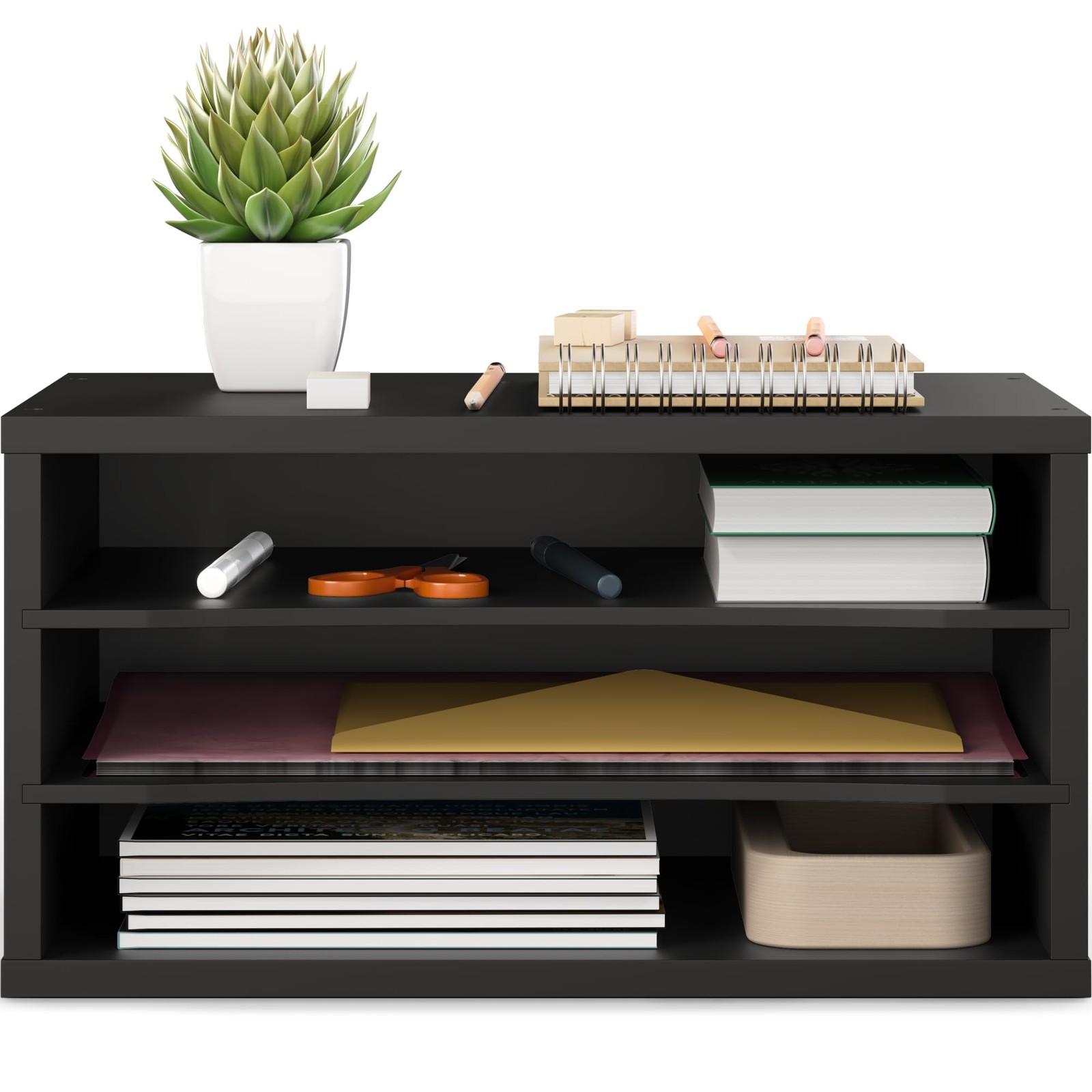 Ballucci Paper Organizer, 3-Tier Stackable Wood Desk Organizer, Document File…