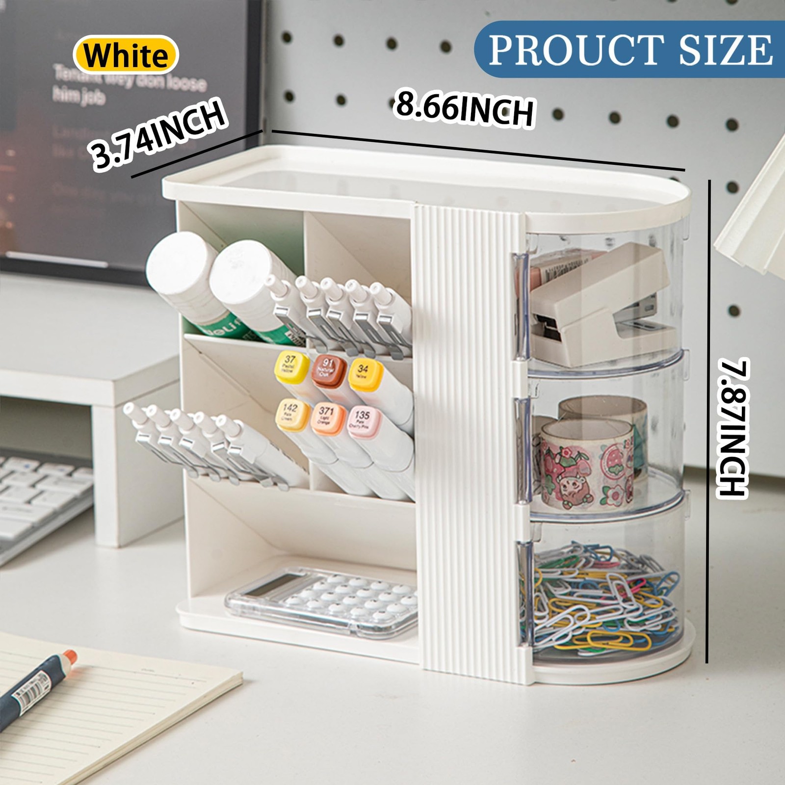 AevumTech Desk Organizer with Pen Pencil Holder for Desk, White