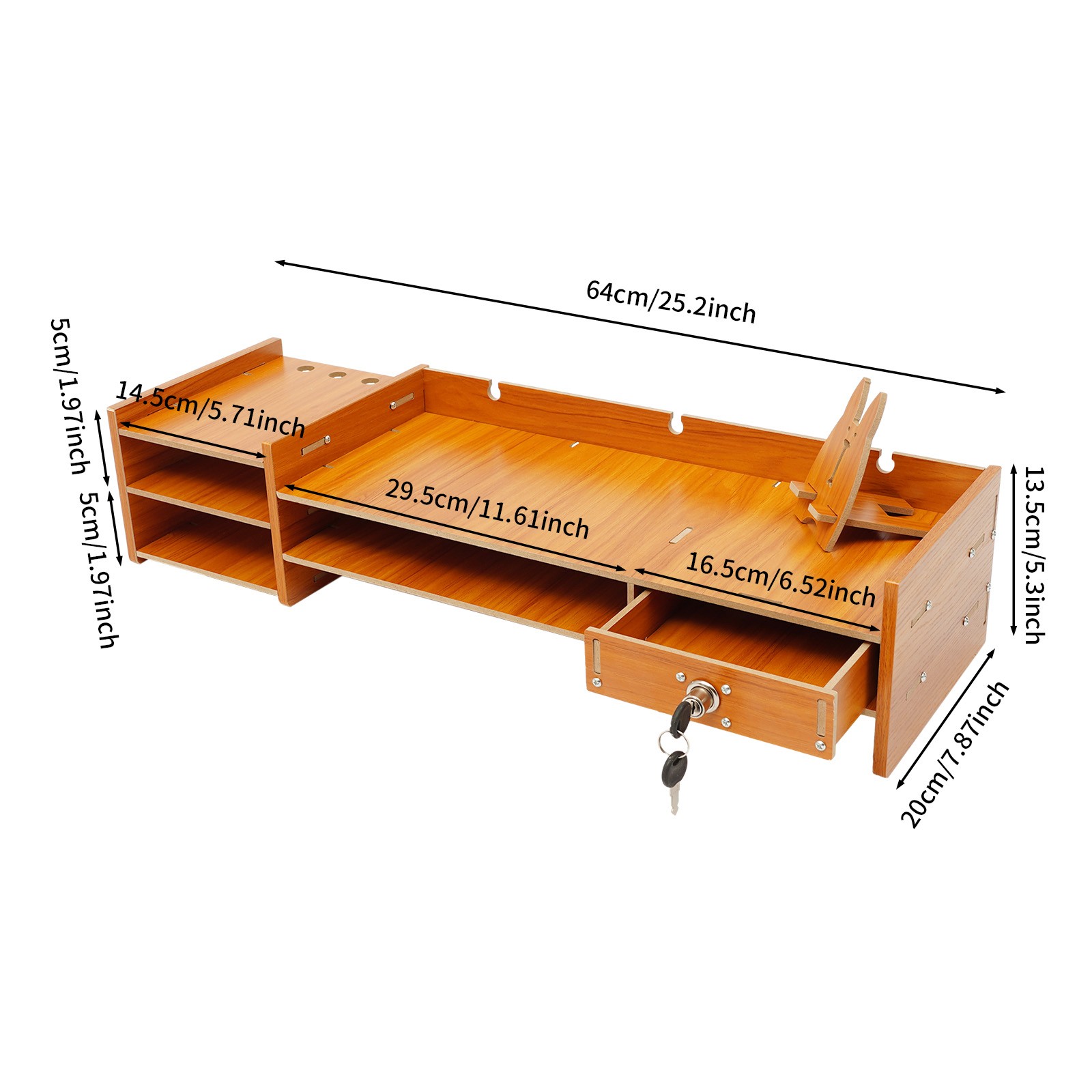 Multifunctional Monitor Stand Riser with Drawer, Storage Compartments, MDF