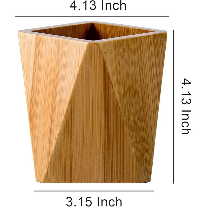 Bamboo Desk Organizer Eco Friendly Storage Pens Brushes Clips Stationery New