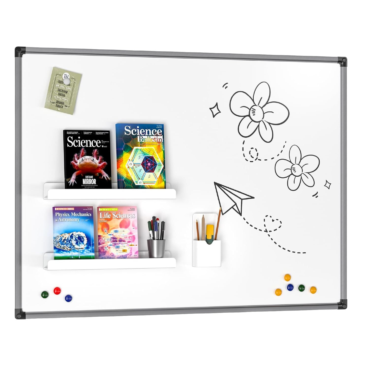 FUCDTEFC 2 Pcs Magnetic Shelf with Pen Holder, Strong Adsorption Magnetic Book S
