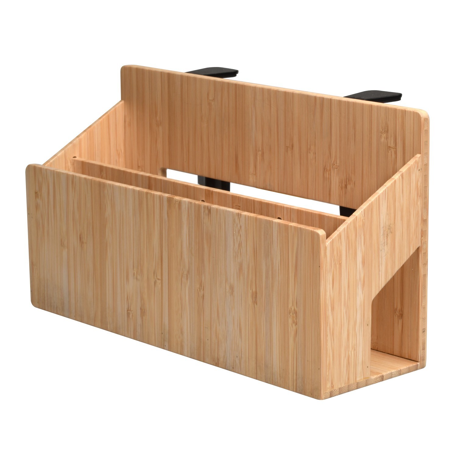 MobileVision Bamboo Side Desk or Table Organizer with C-Clamp Mount on Rear For