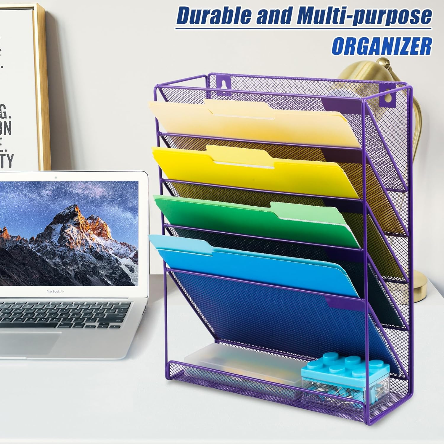 Desk File Organizer Mesh 6-Tier, Hanging Wall Mount Document Organization Stand,