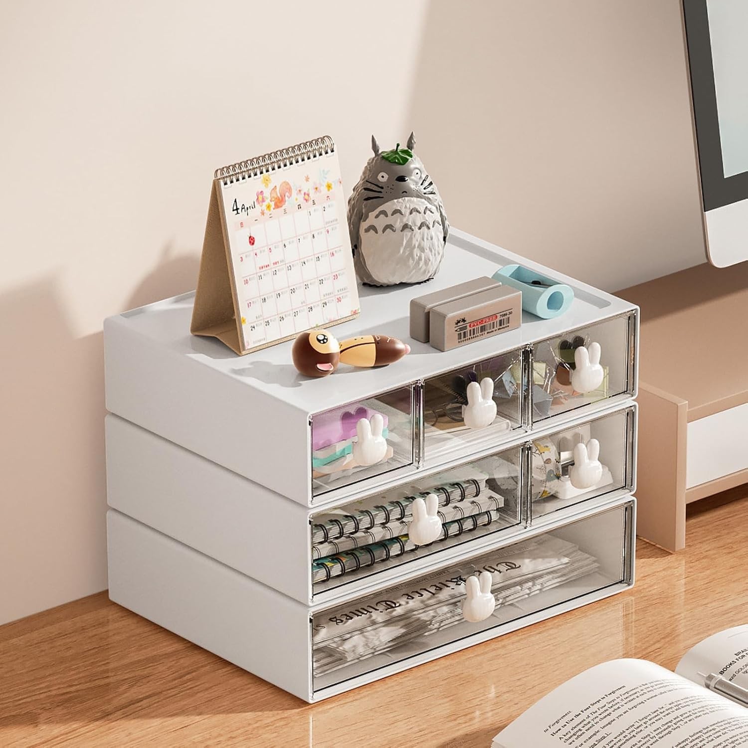 Desk Organizer with 6 Drawers, 3 Tier Stackable Storage Drawers Plastic Makeu…