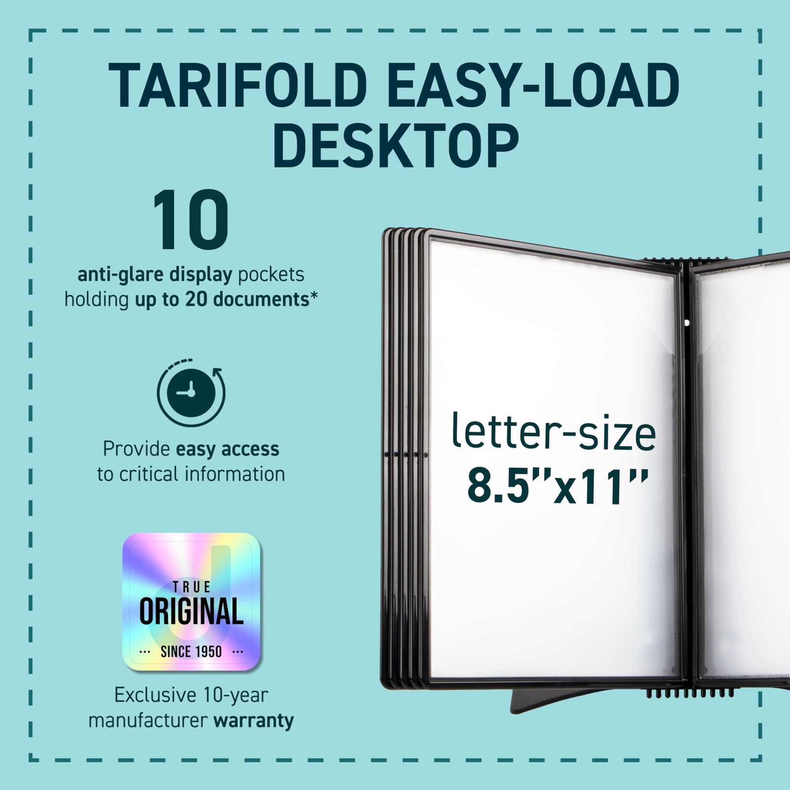 Black Desktop Reference System 20 Sheet Capacity Document Organizer and Display