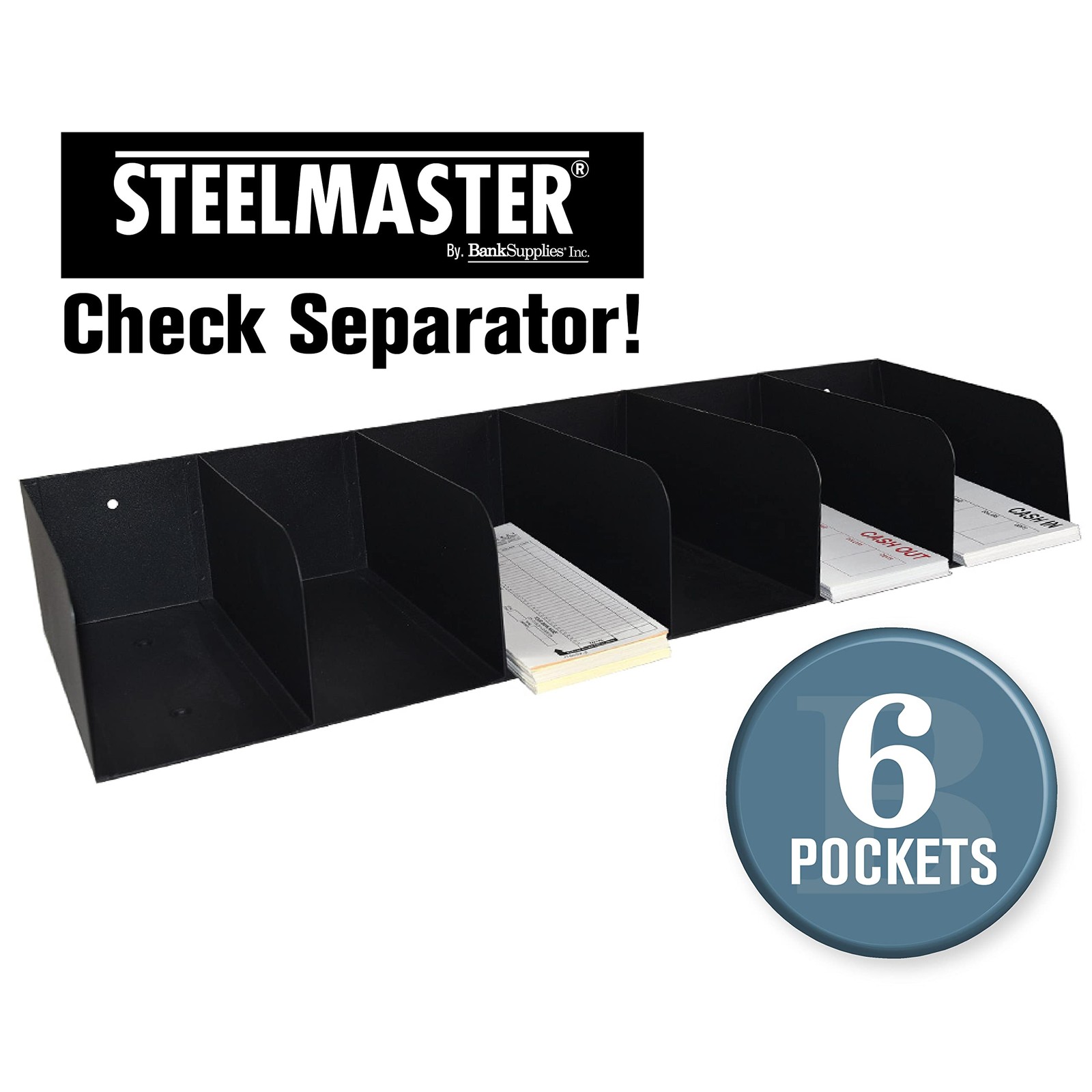 STEELMASTER Steel Document Organizer 6 Pocket Black Coated Finish