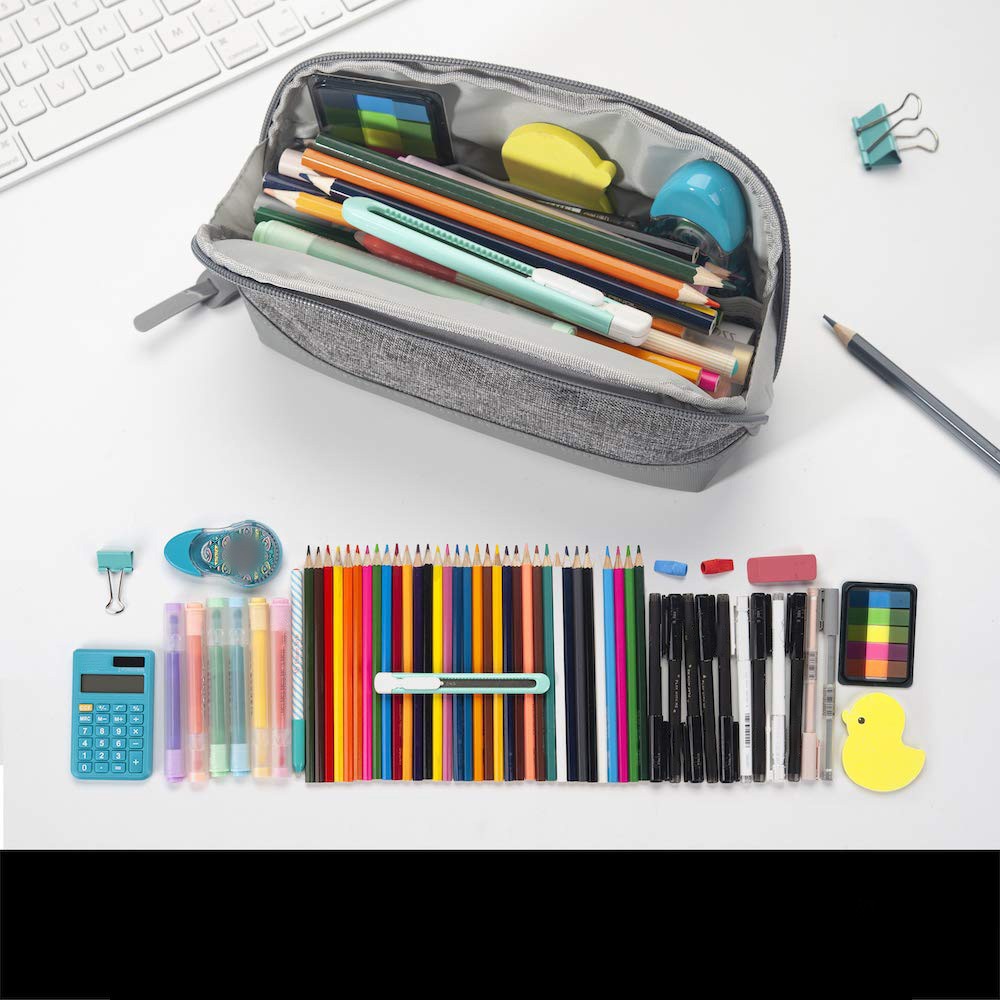 Minimalist Pencil Case, Lightweight Pen Pouch, Grey