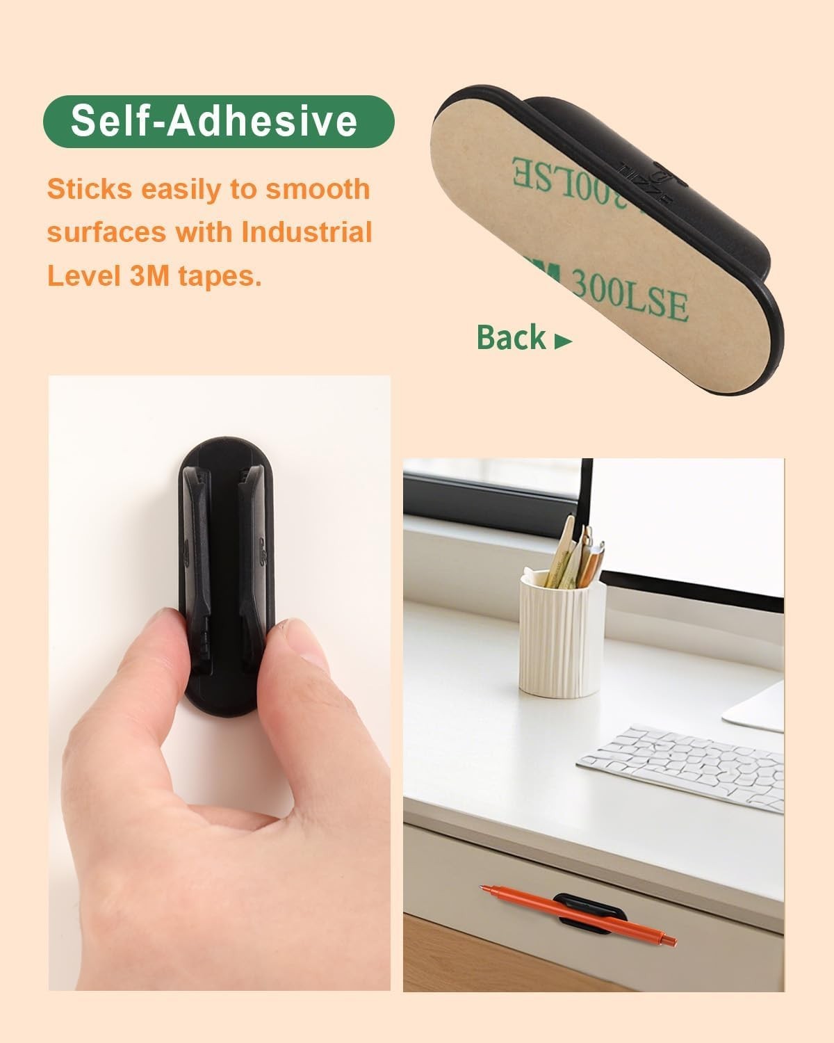 10 Pack Adhesive Silicone Pencil Holder for Student Desk, Wall & Monitor – Fl…