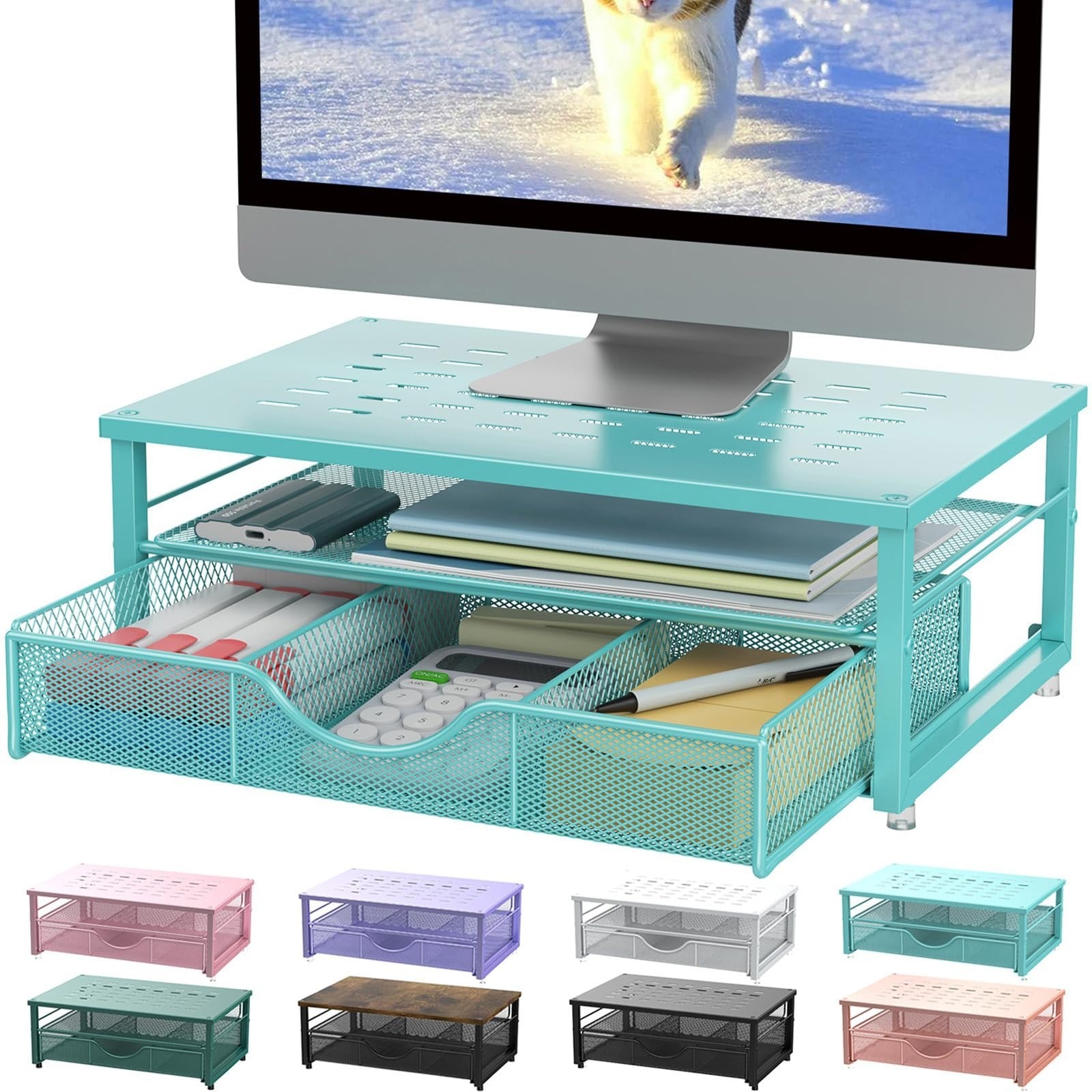 gianotter Computer Monitor Stand Riser with Drawer – Desk Organizer