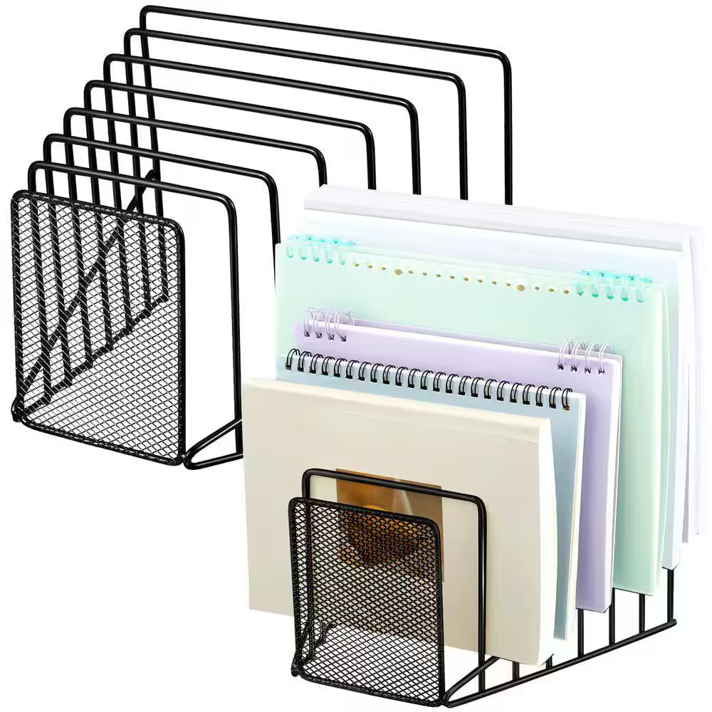 6.3 In. X 7.8 In. 2-Piece 7 Slot Incline File Sorter Metal Wire Mesh File Racks