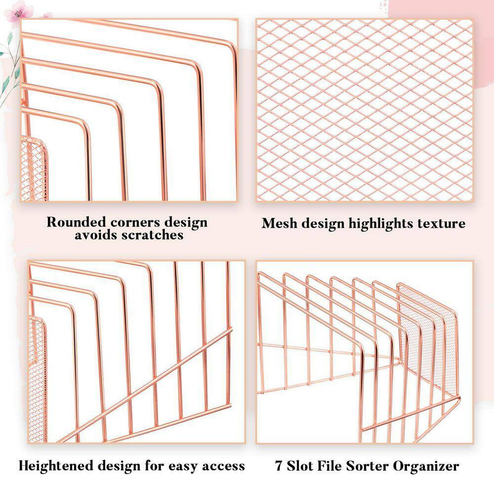 6.3 In. X 7.8 In. 2-Piece 7 Slot Incline File Sorter Metal Wire Mesh File Racks
