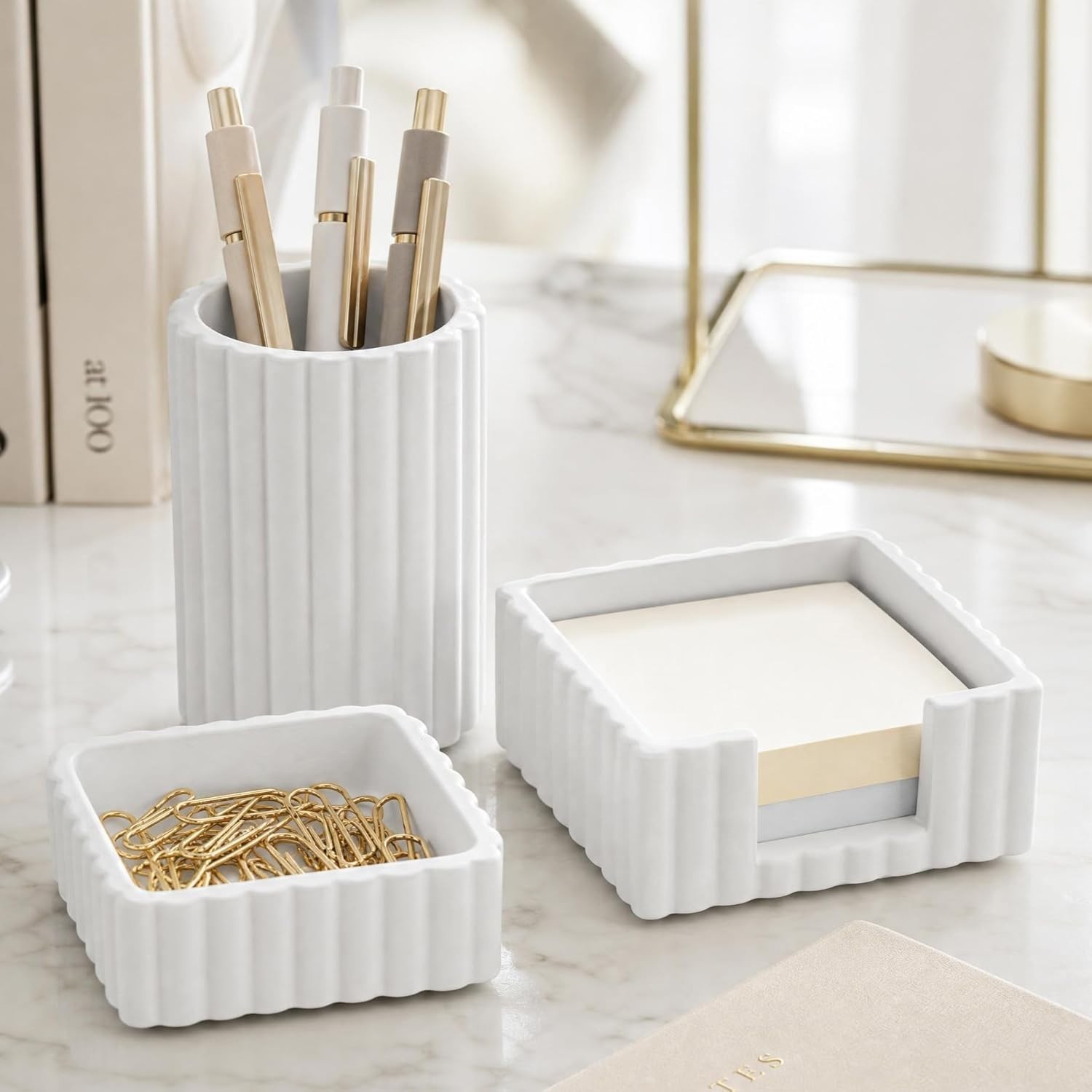 3-Piece Concrete Desk Accessories – Enhance Style & Organization Effortlessly