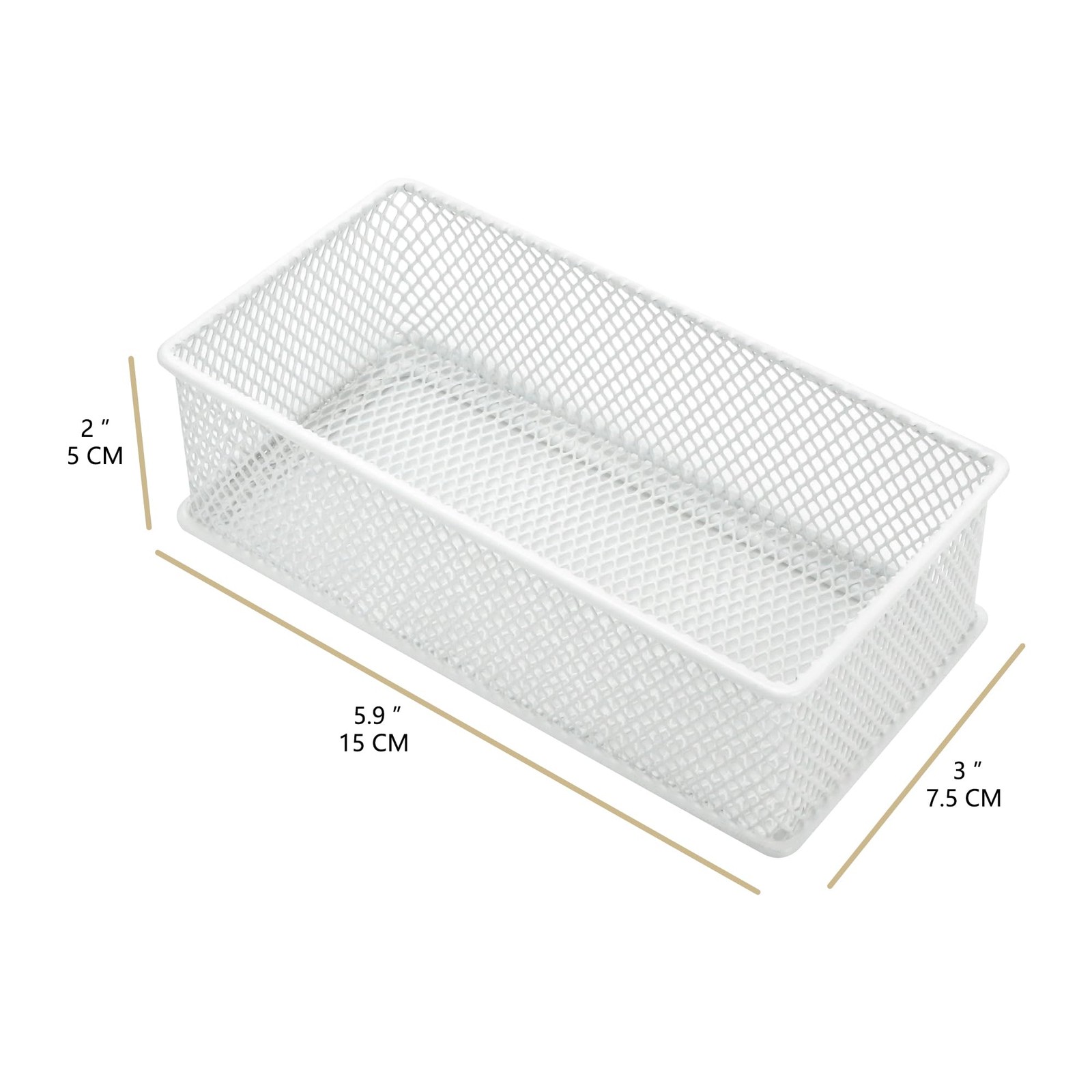 Mesh Stackable Drawer Shelf Organizer Bins Tray White 2 Pack 3x6x2 Inch