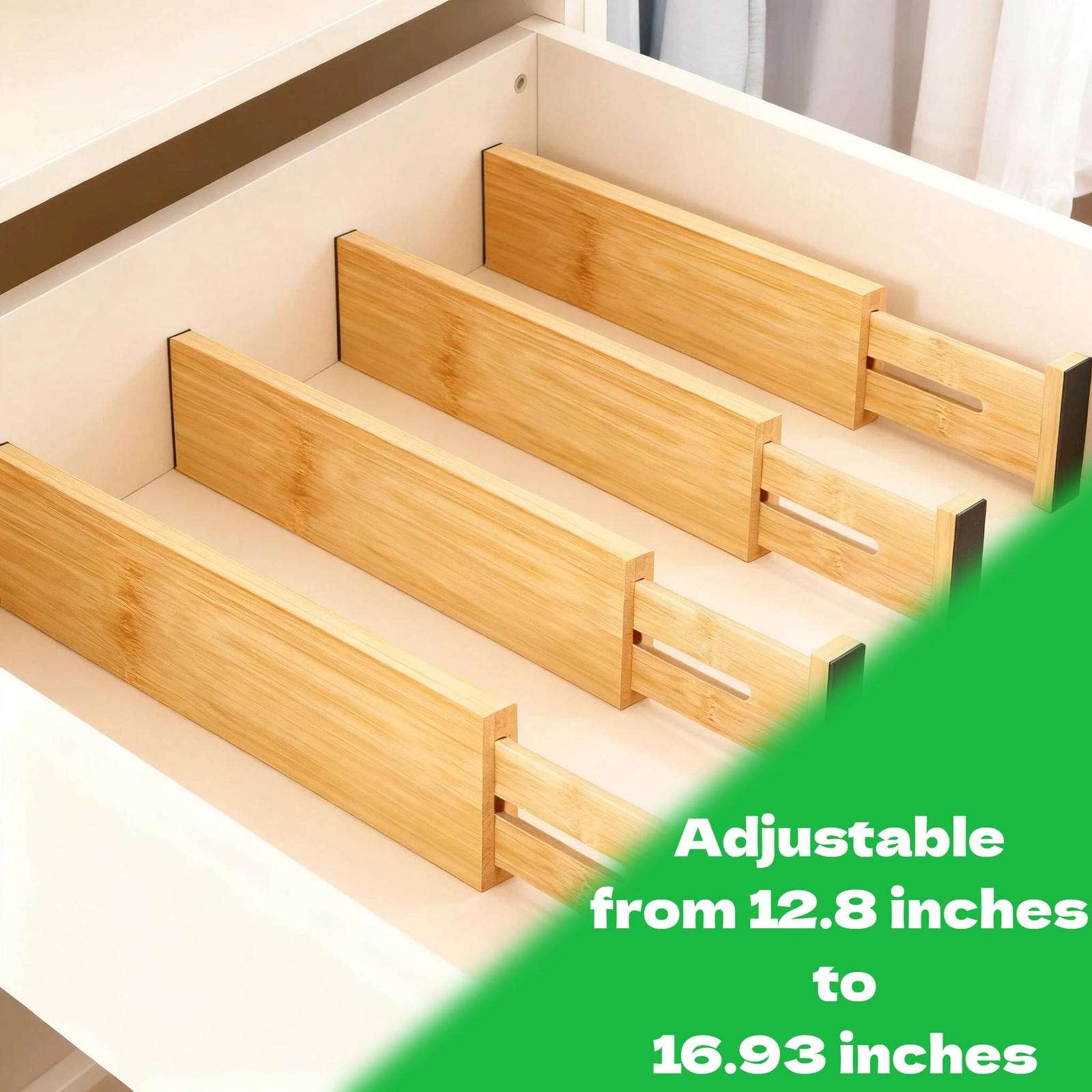 Drawer Organizer, 4-Pack Adjustable and Expandable Divider Insert for Kitchen…
