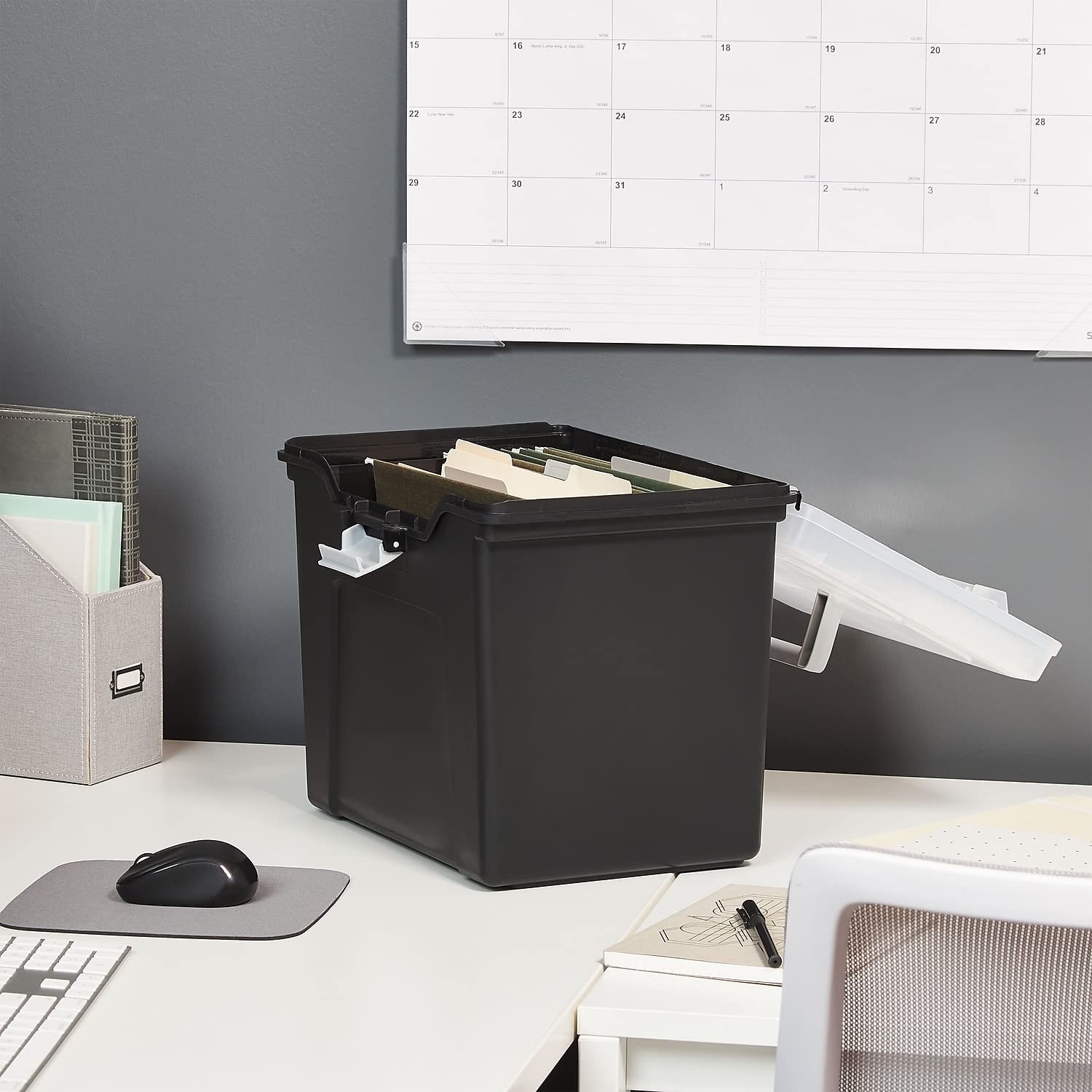 STAPLES File Folder Tote, Portable Filing Box for Letter SIze 1 Pack, Black
