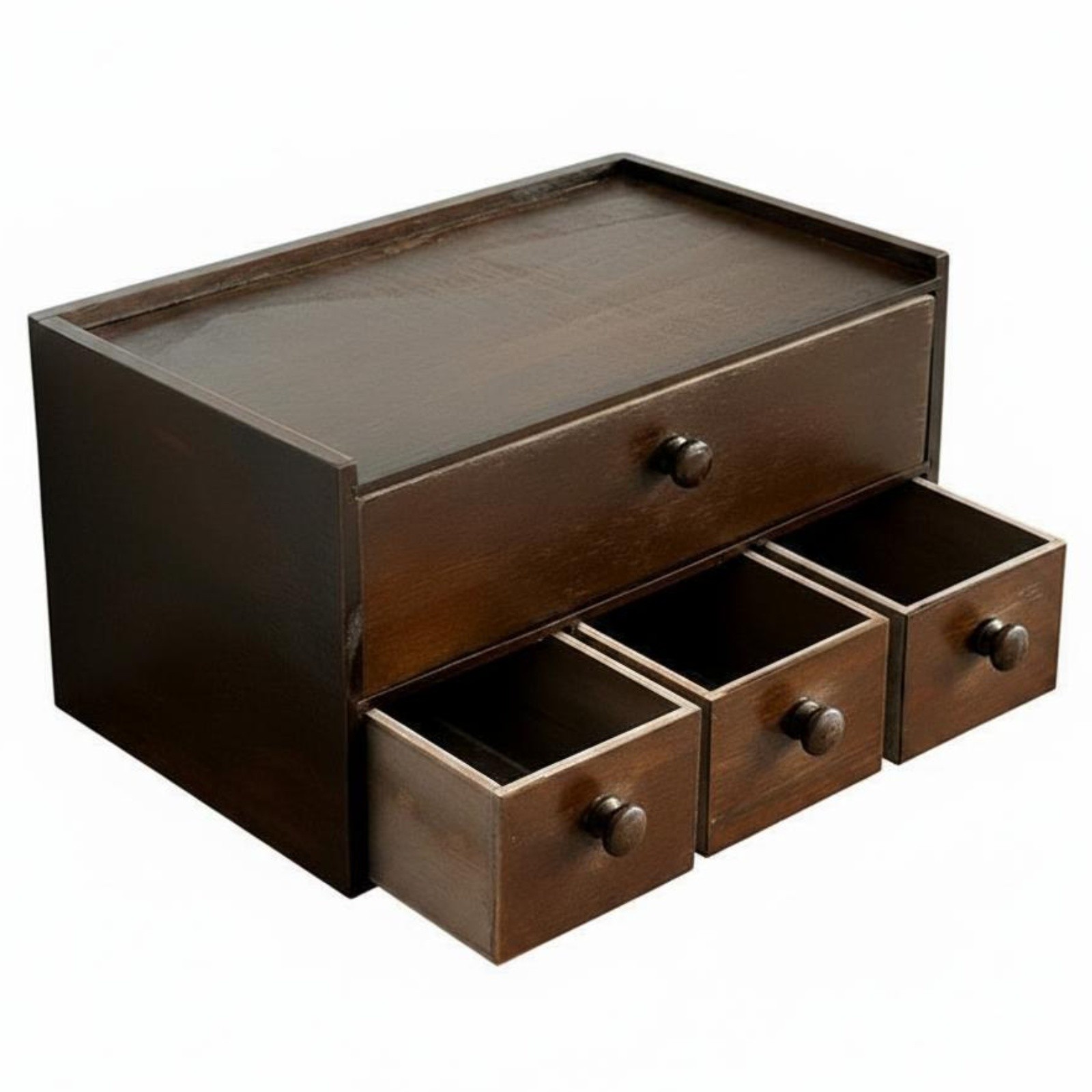 Wooden Desktop Storage Box Sturdy 4 Drawer Storage Box No Assembly Required