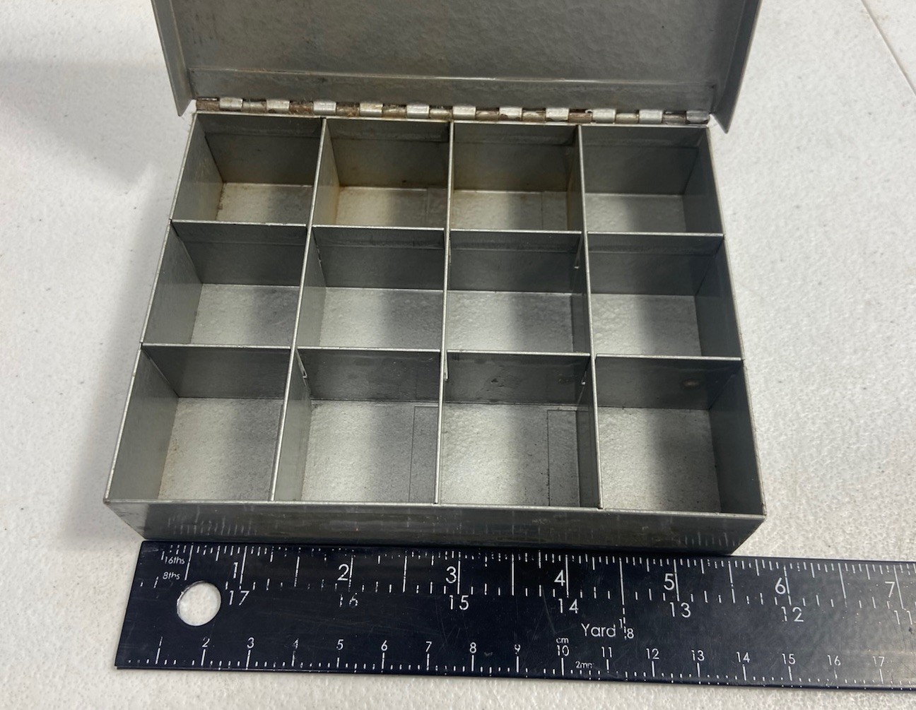 Vintage Metal Storage Mini Organizer 6″ Coins Tools Hardware.