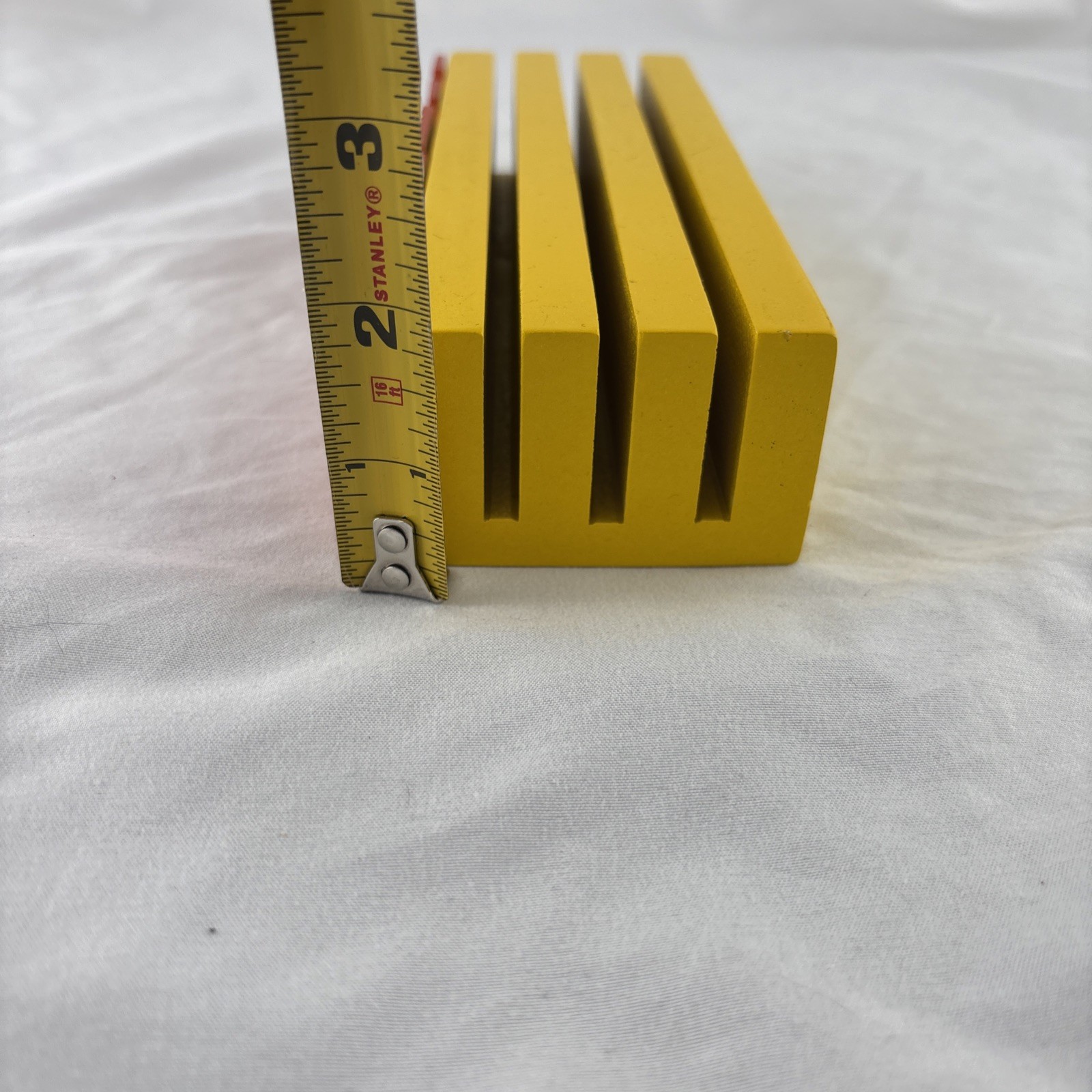 Vintage Retro Wooden “MEMO” Spellout Holder Desktop Organizer Yellow and Red