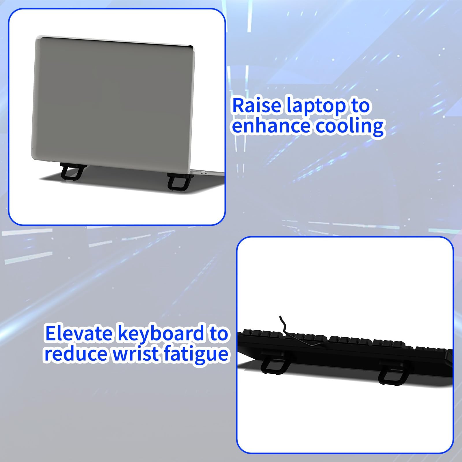 Notoke 2 PCS Portable Keyboard Riser, Adjustable Black Laptop