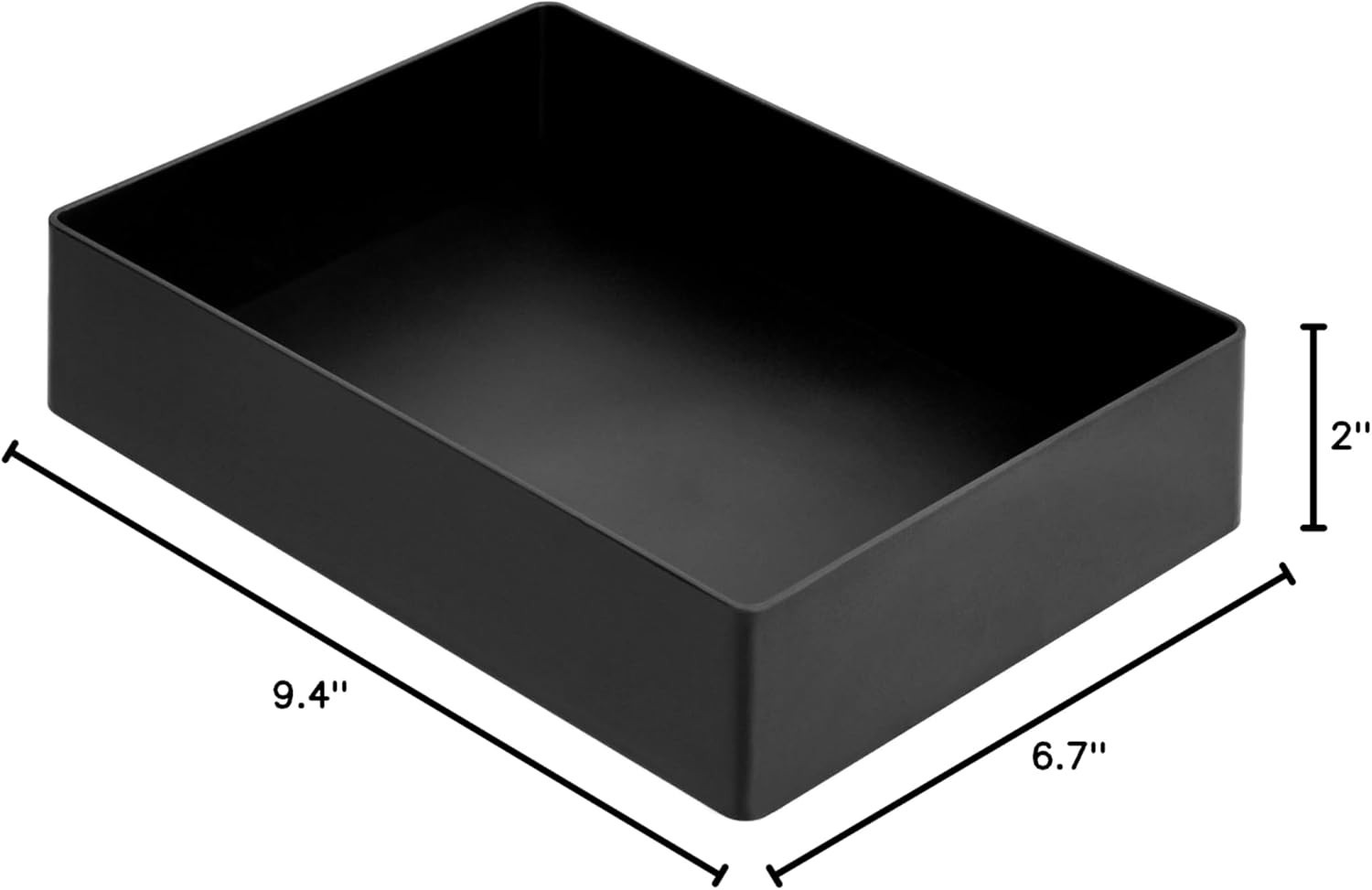 Basics Plastic Desk Organizer Accessory Tray 9.4×6.7×2 Inches Black New