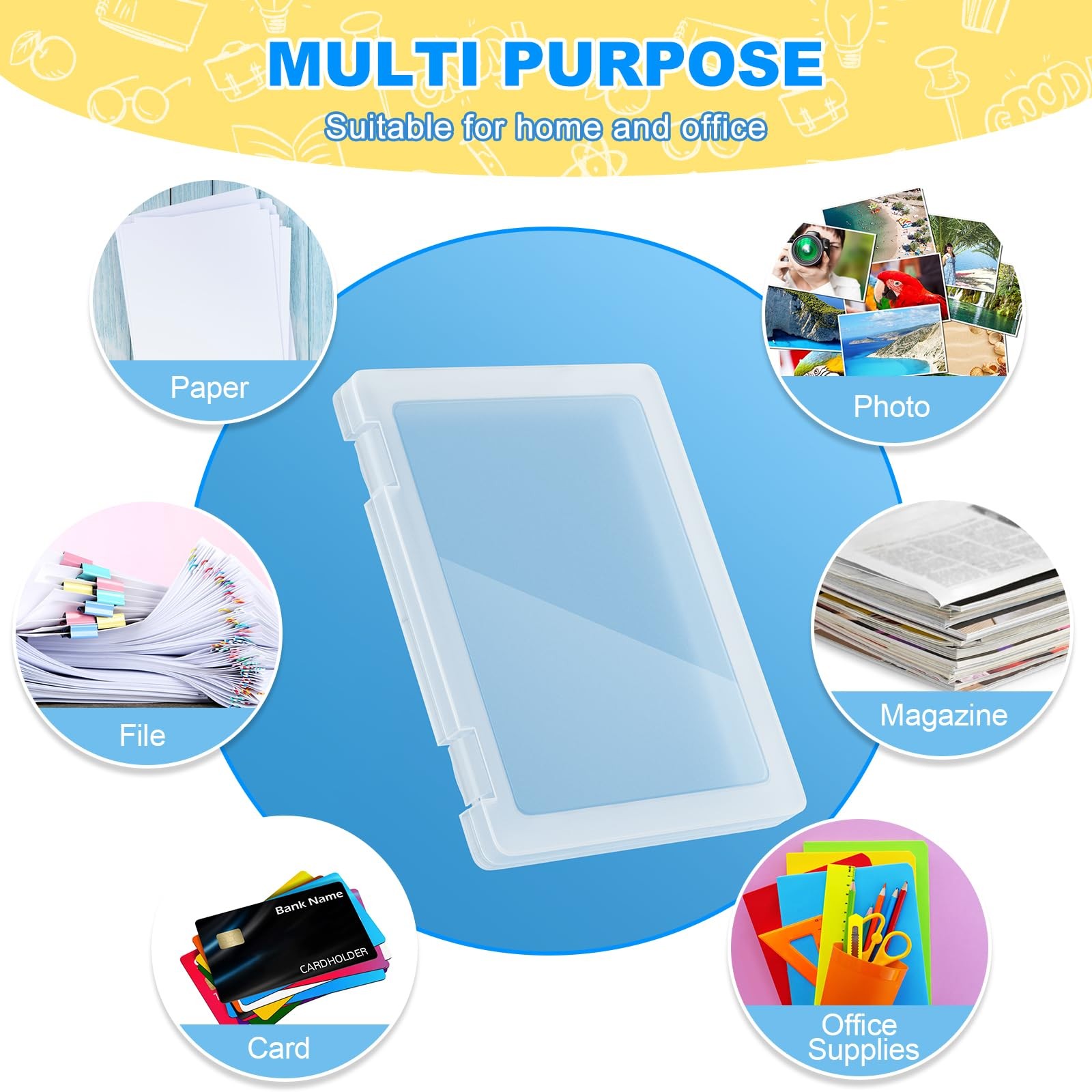 Bluedale 1 Pack A4 File Box Paper Organizers 12.6 x 9.4 x 0.98 inches, clear