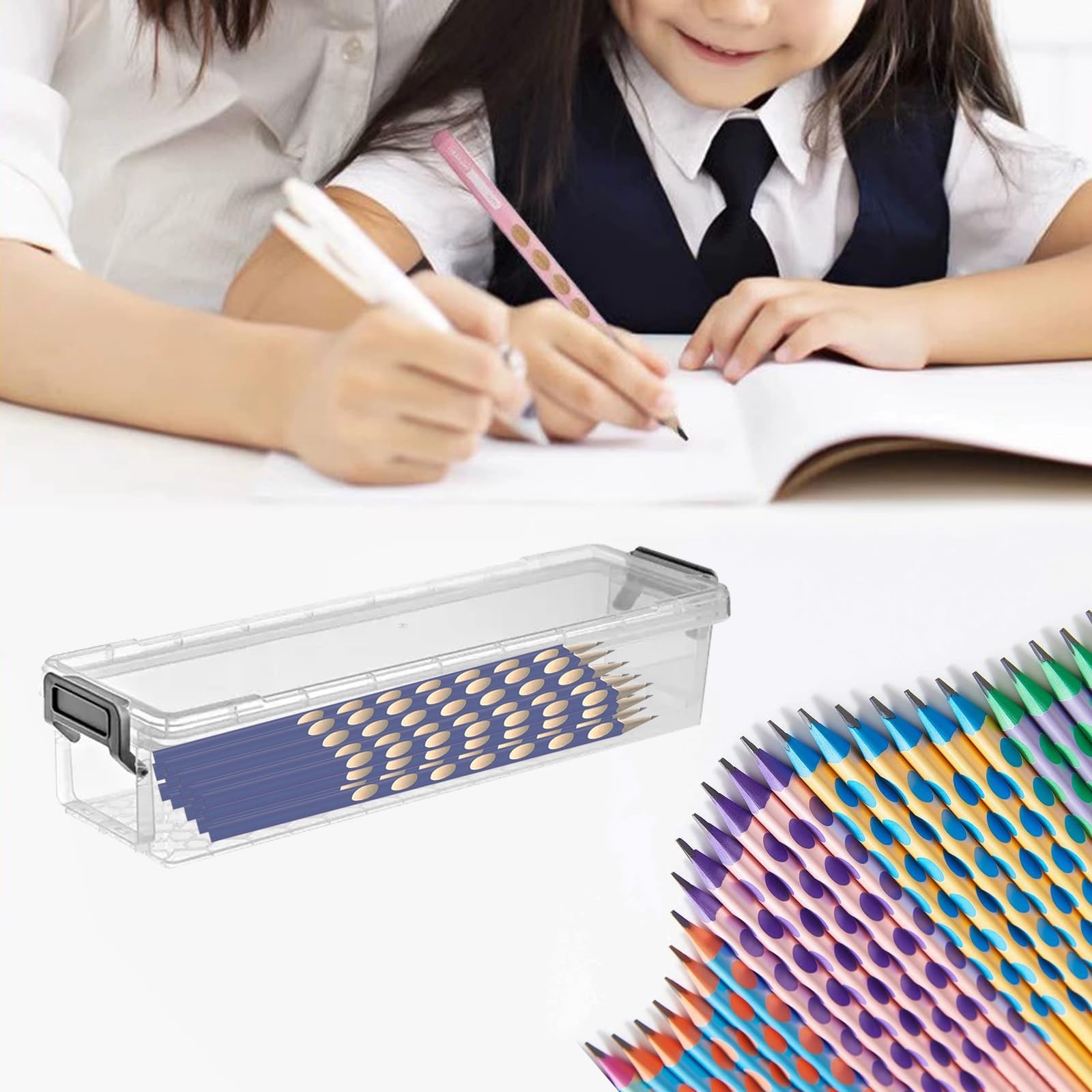 2 Packs Extra Long Pencil Large Capacity Pencil Case Clear Plastic Storage Co…