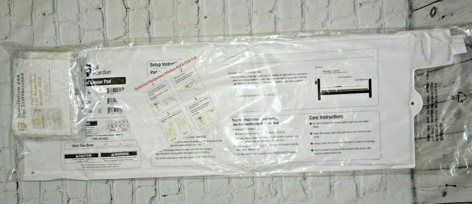 Fall Protection Monitor 3000 with 1 Year Bed Pad and Pager, White