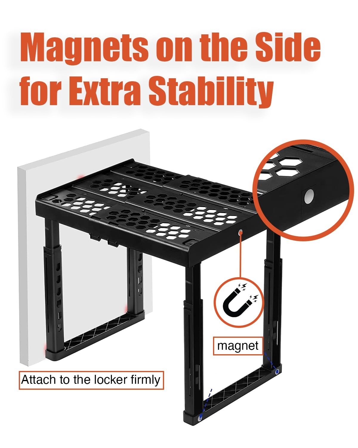 2 Pack White Locker Organizer Shelf Adjustable Width Height Stackable Office