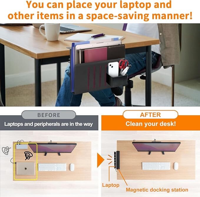 LUKETURE desk Side Storage Steel Hanging Organizer Pen Holder No Drill 8917