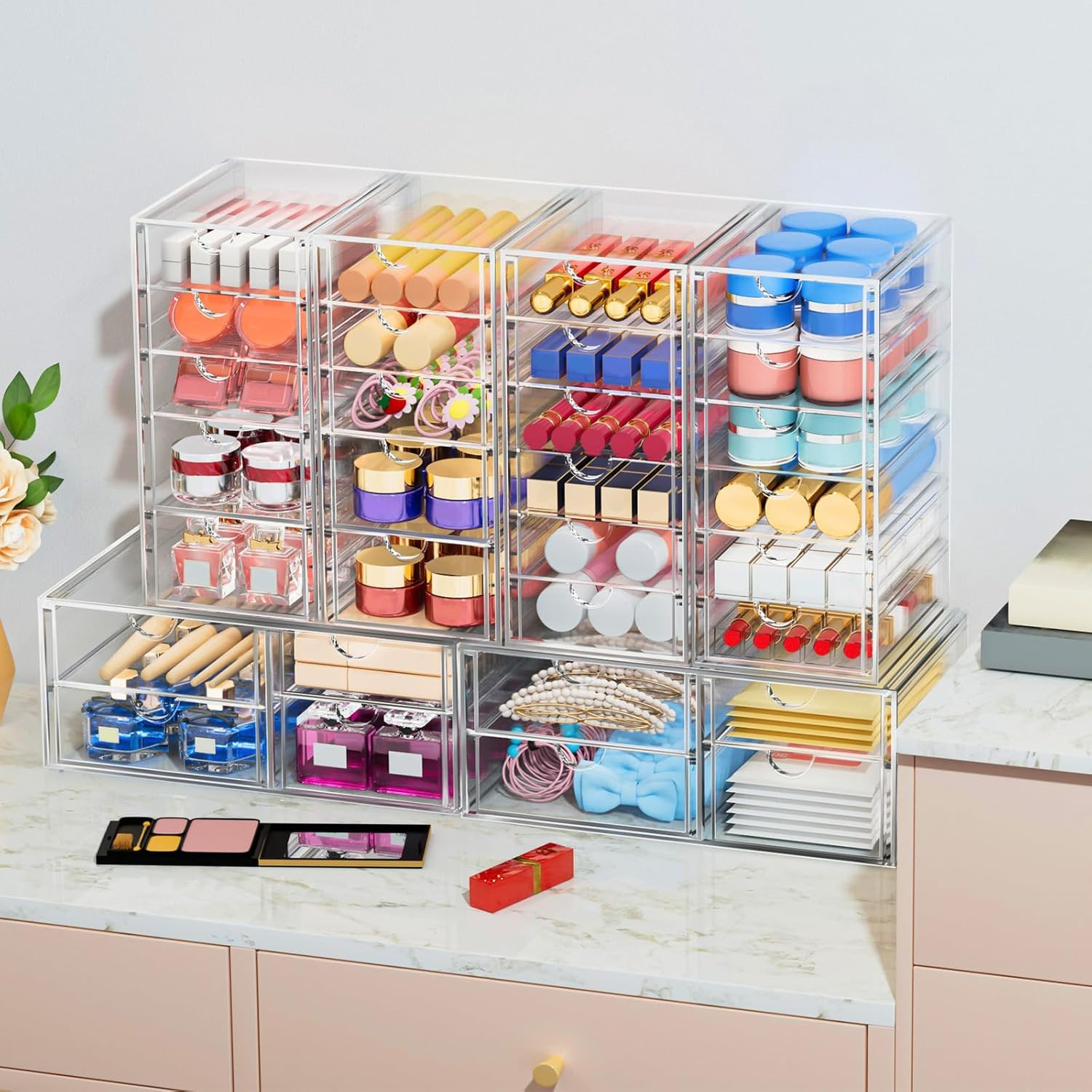Desk Organizers and Accessories with 22 Drawers, 4 Pack Office Desktop Drawers,