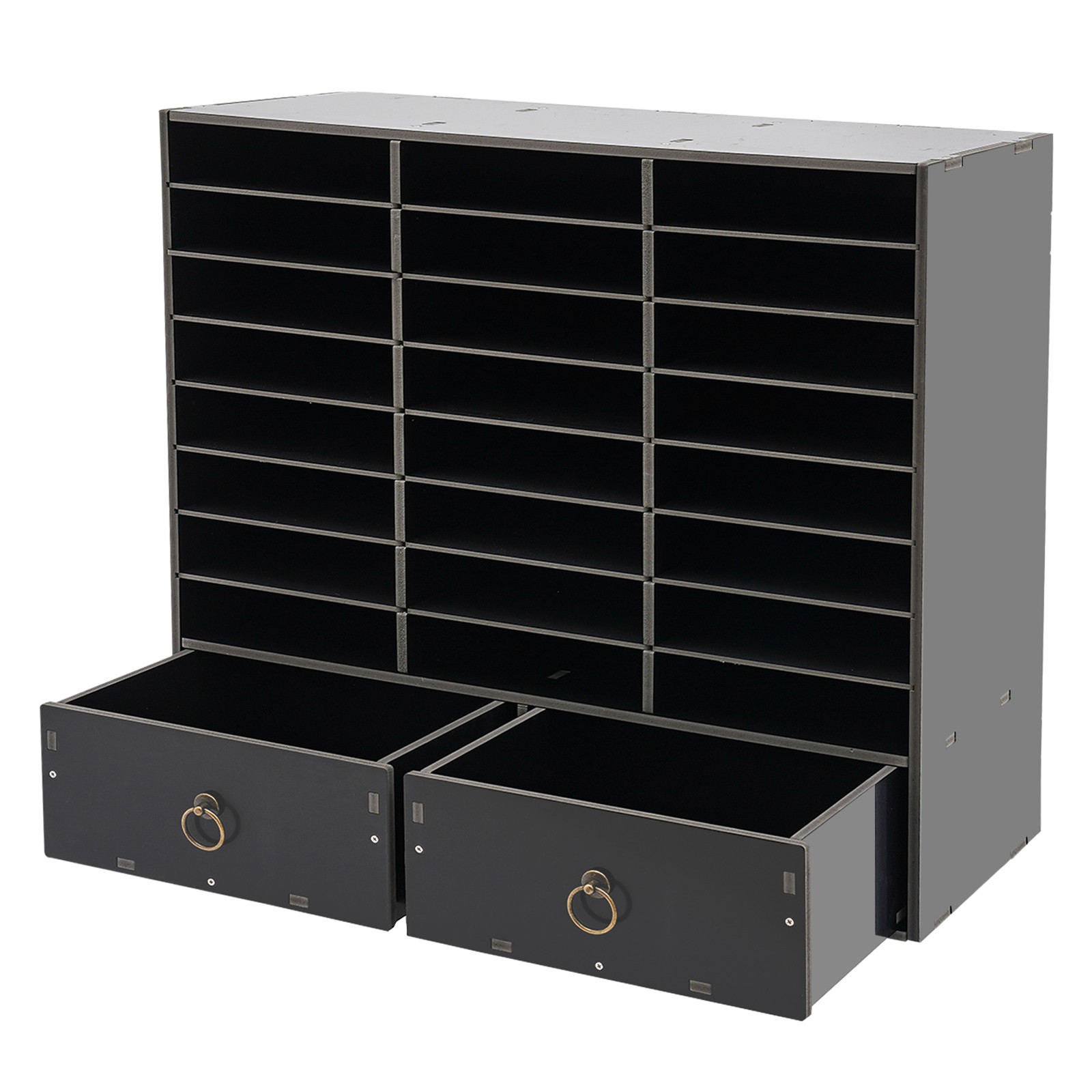 Paper and Mail Organizer, Storage Cabinet with 24 Compartments+2 Drawers Office