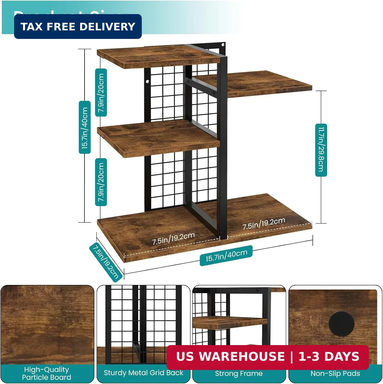 ELITEROO Desktop Shelf Organizer, 4-Tier Wooden Desk Bookshelf, Small Tabletop B