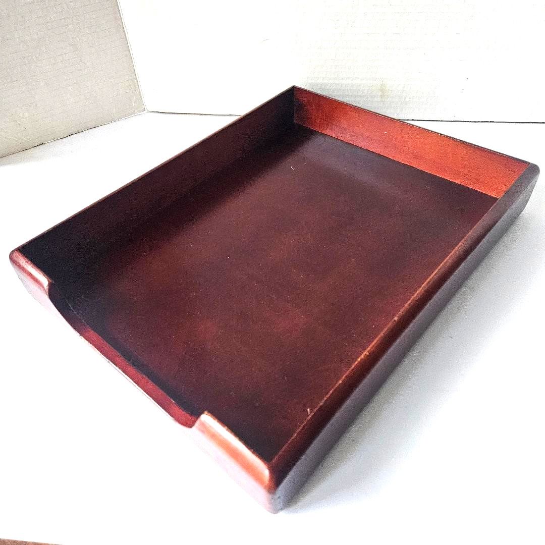 Mahogany Finished ROLODEX Wooden Desk Organizer/Letter Tray, 10.5″ x 13.5” x 2”