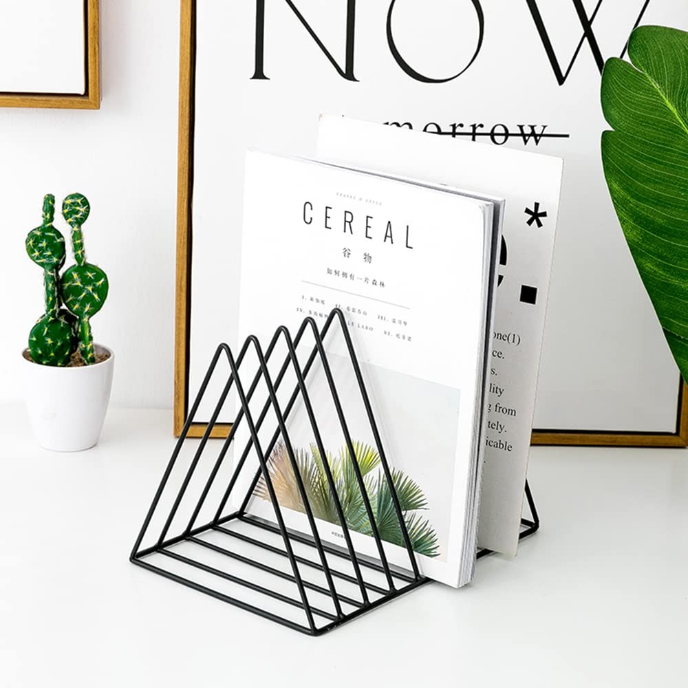 Black 9 Slot Triangle Magazine Holder Desktop File Sorter Bookshelf Decor