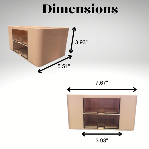 Compact Desk Organizer with Drawers for Stationery, Makeup, Jewelry – Pink