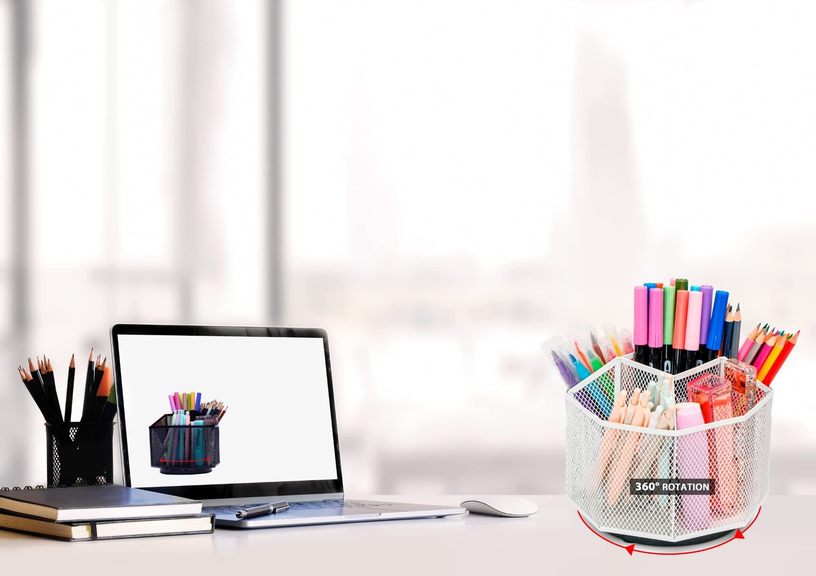 Exerz Desk Organiser/Mesh Tidy Candy/Pen Holder/Multifunctional White