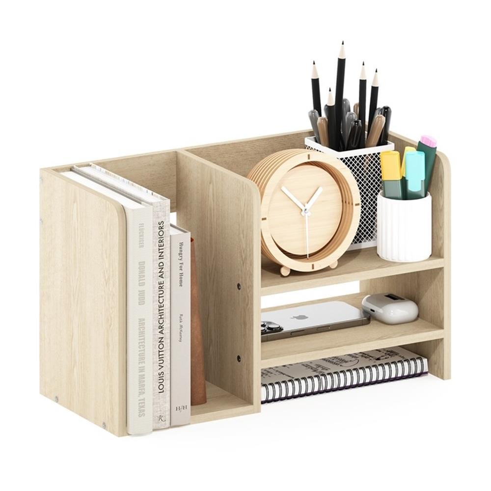 Pemberly Row Wood Desktop Book and Home Office Supplies Storage in Bauhaus Oak