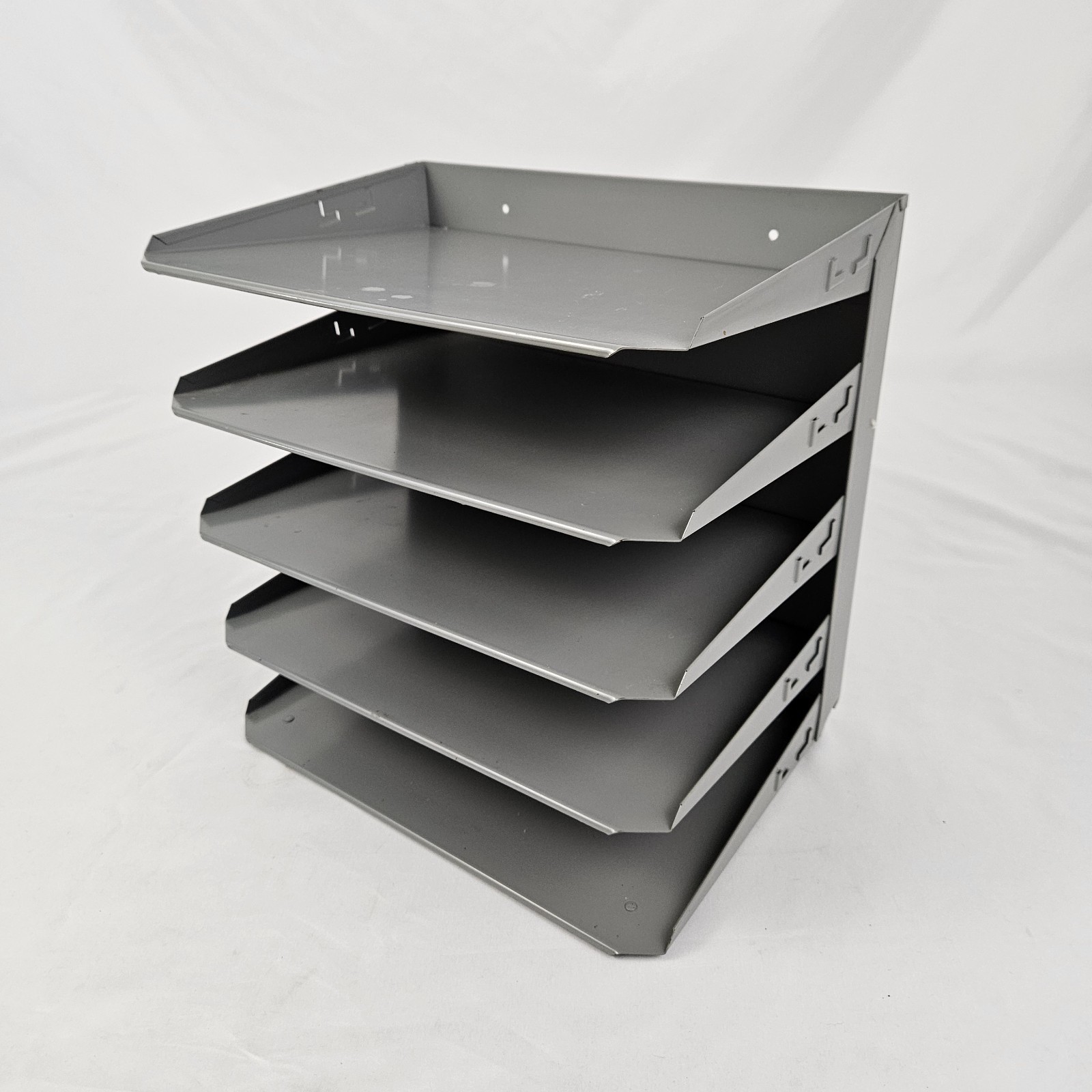 Steel Desk Top File Organizer Letter Sorter Mid-Century Modern Gray Vintage MCM