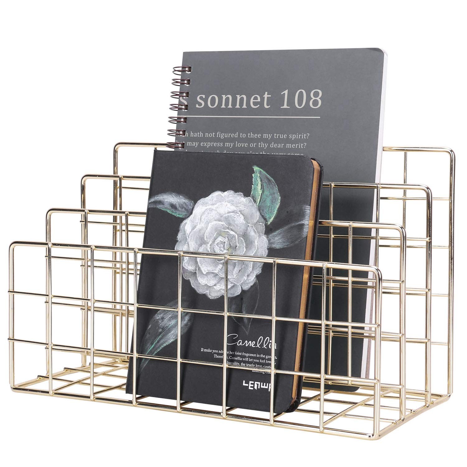 1pack Gold Metal Desk Mail Sorter, 3 Slots, File Organizer, Big Size, Letter