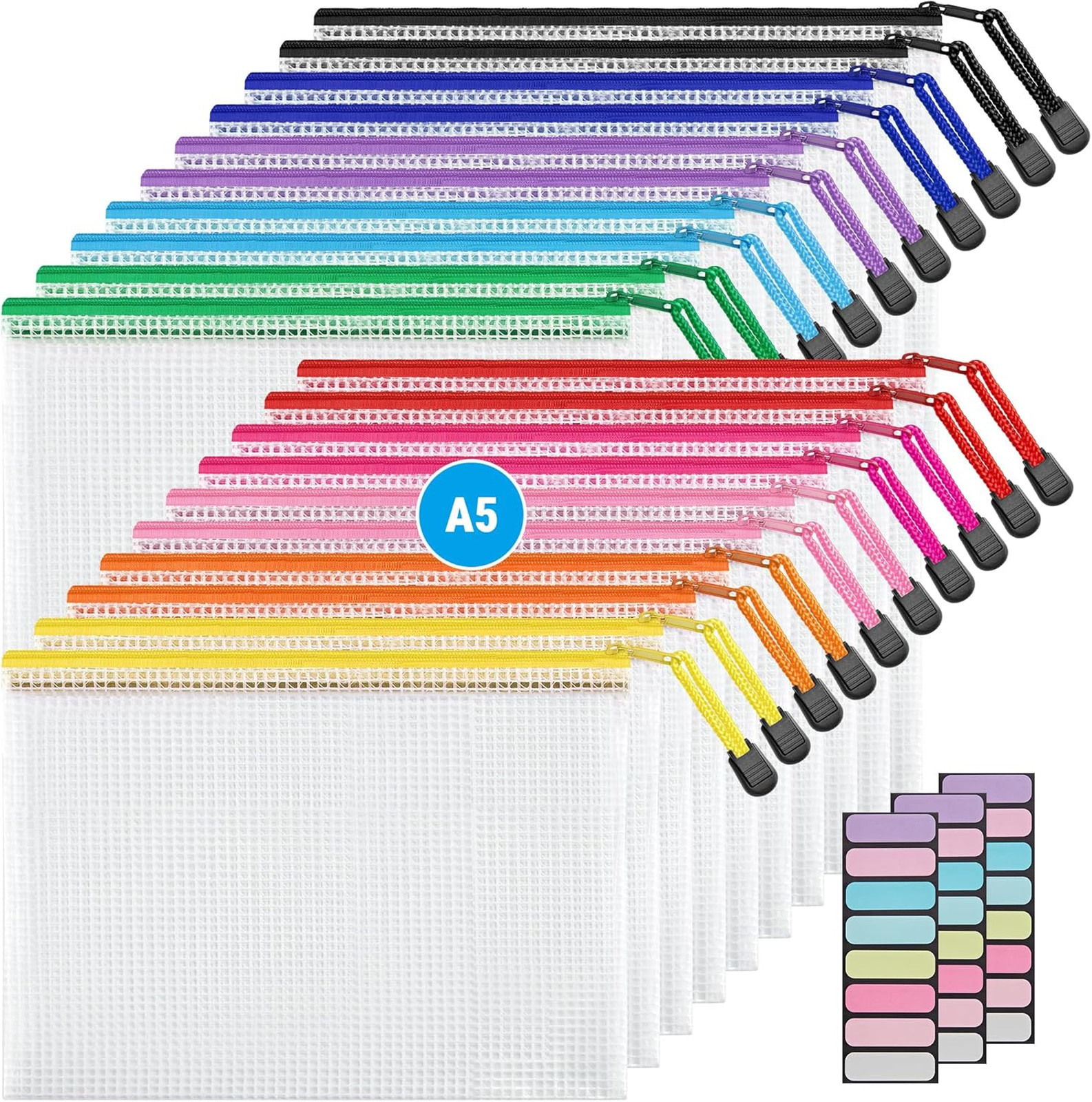 Mesh Zipper Document Pouch 6×9 Inch Water-Resistant File Bags for Office School