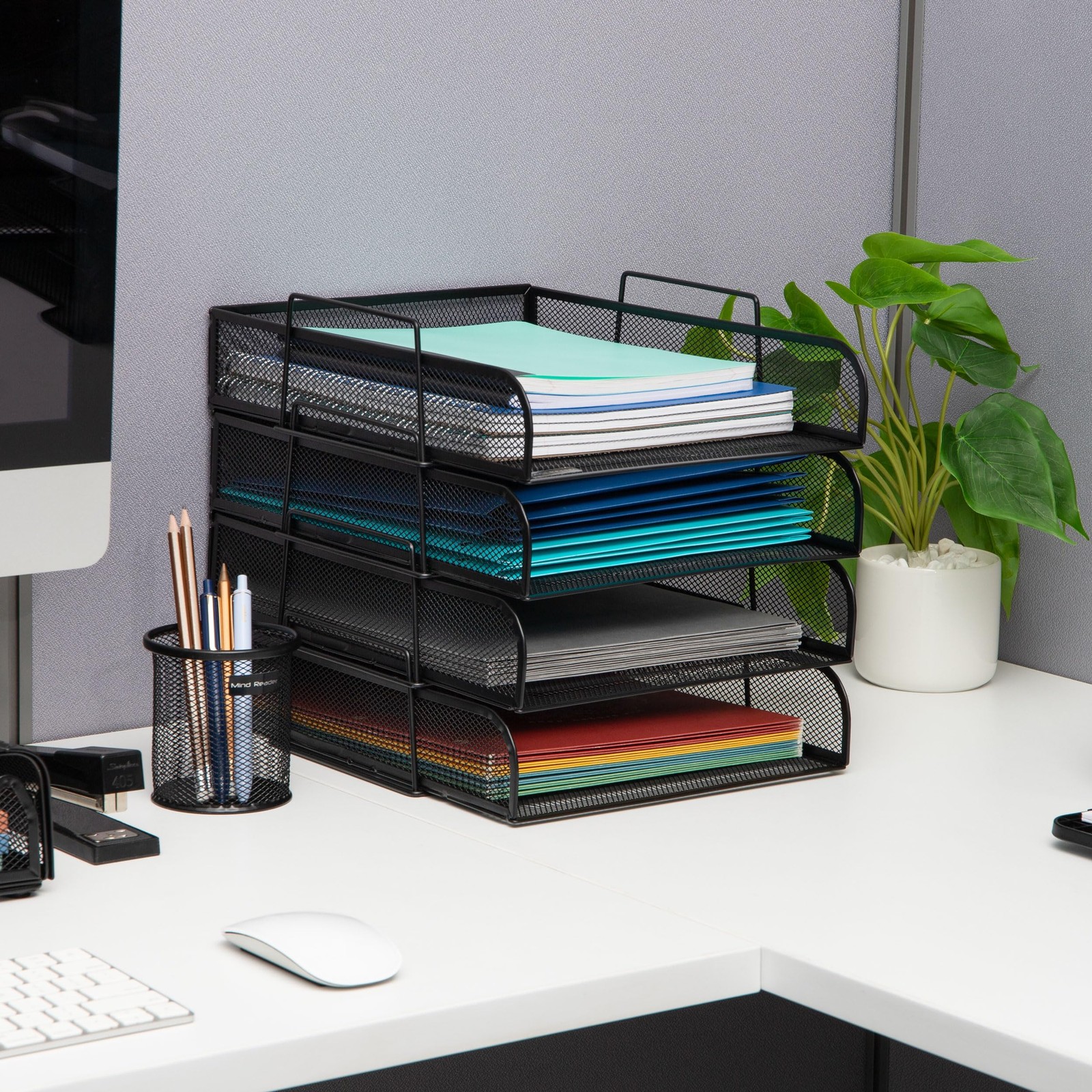 Mind Reader Stackable Paper Tray, 10.5″ x 13.5″ x 11.3″, Classic Black