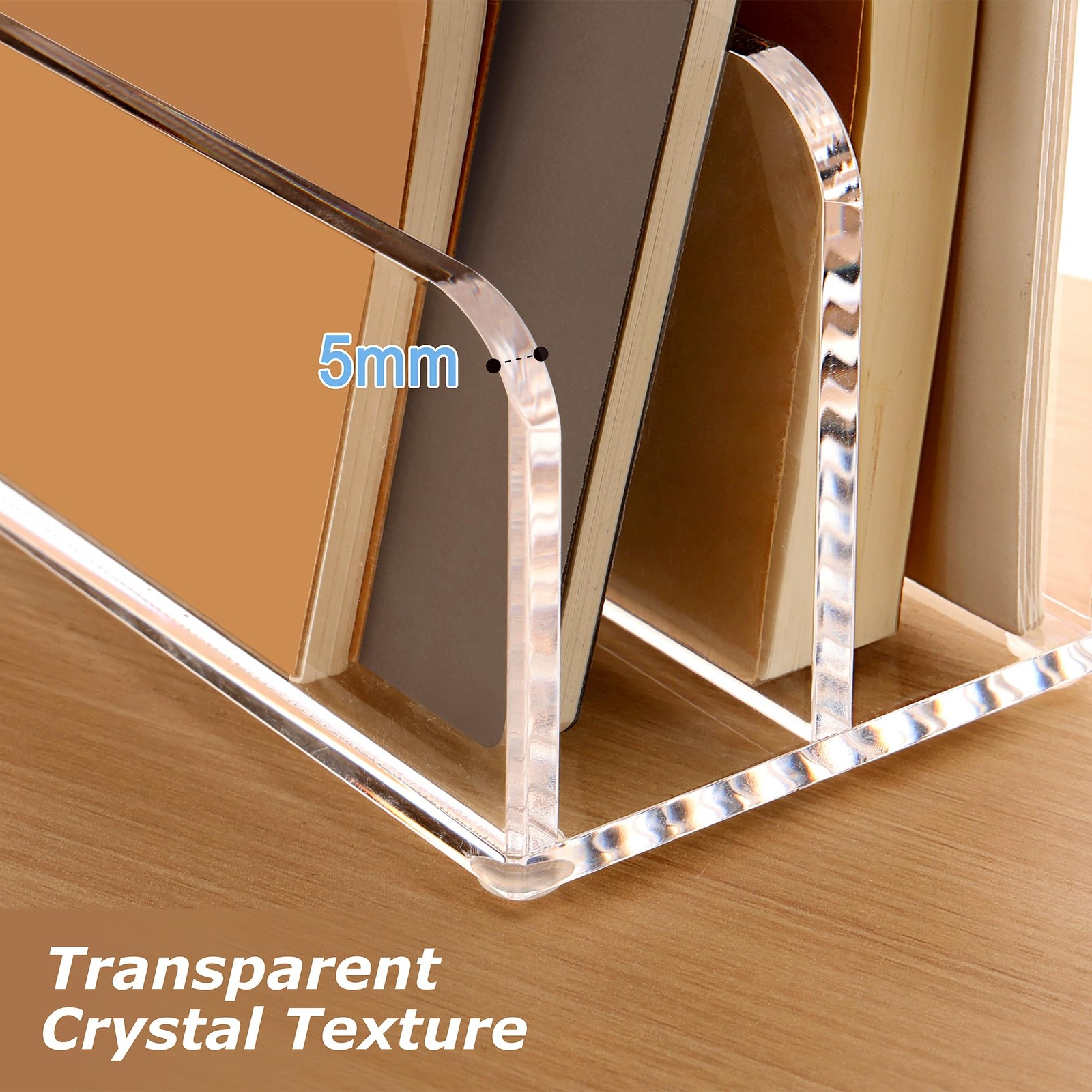 SANRUI Acrylic Mail Sorter Desktop Organizer Holder, 2 Compartments Clear Small