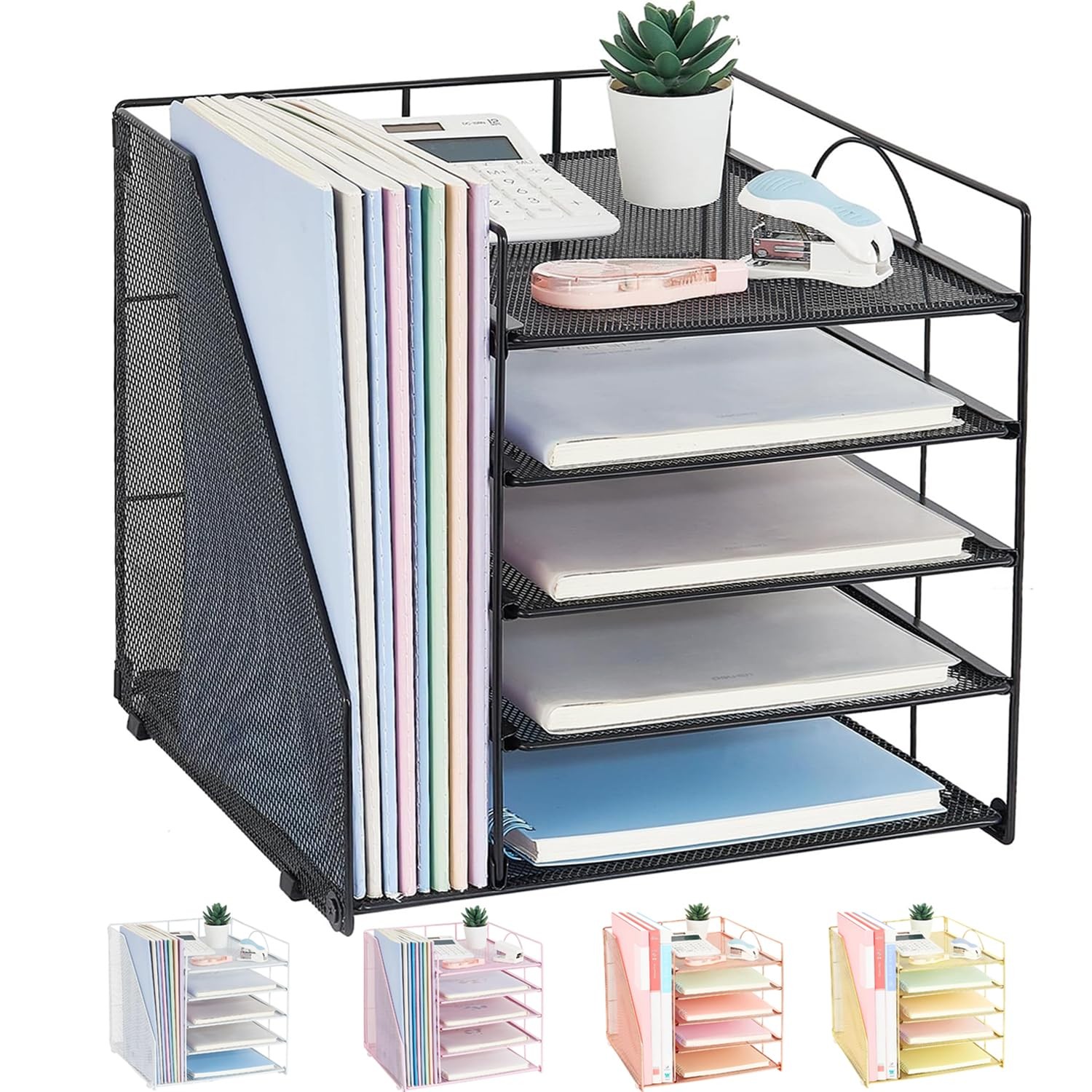LEKETREE Desk Organizers and Accessories, 5-Tier Paper Letter Tray Organizer …