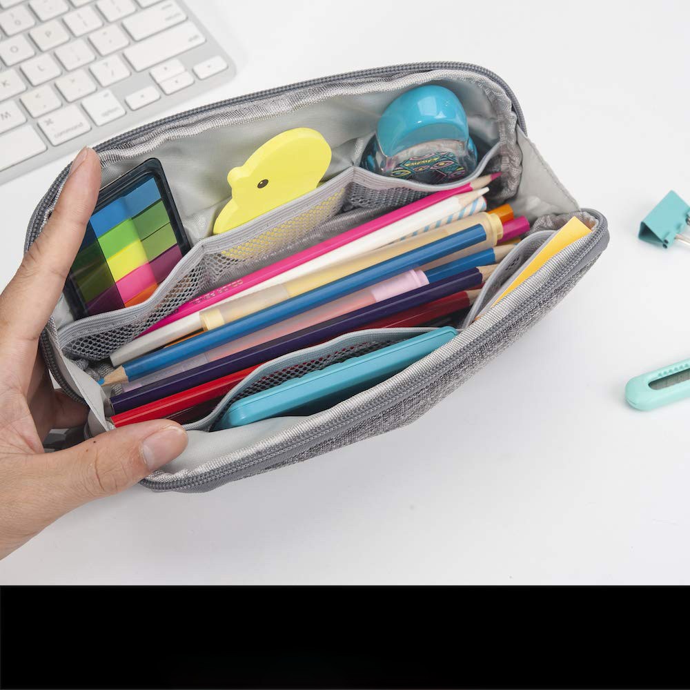 Minimalist Pencil Case, Lightweight Pen Pouch, Grey